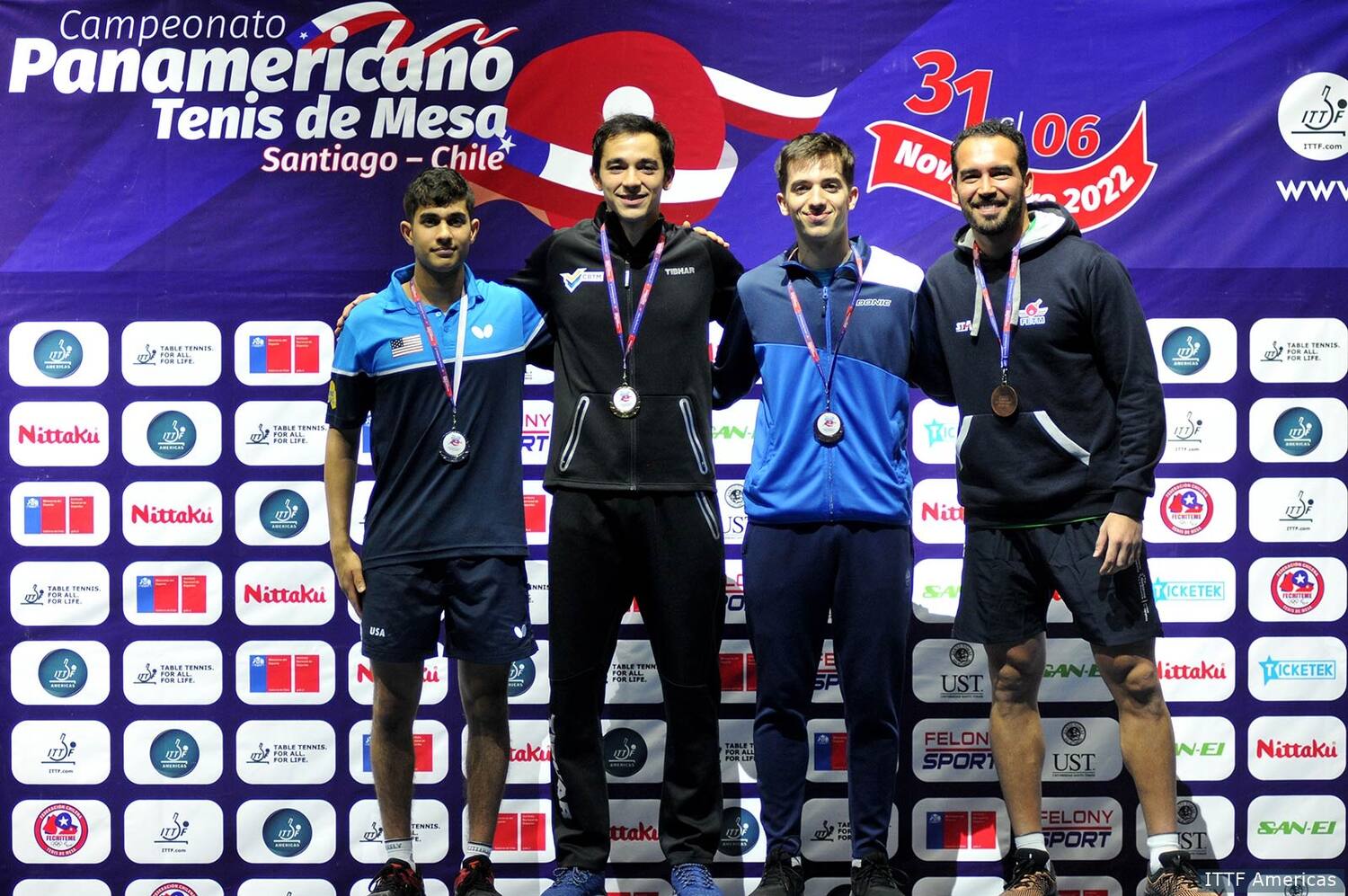 Kanak Jha on the Podium at 2022 ITTF Pan Am Championships in Santiago, Chile.