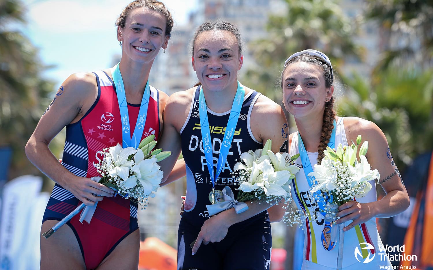 Gina Sereno poses on the podium at the vina Del Mar World Cup