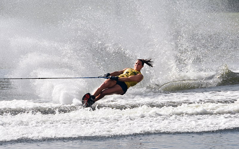Regina Jaquess skiing in the 2021 Swiss Pro Slalom