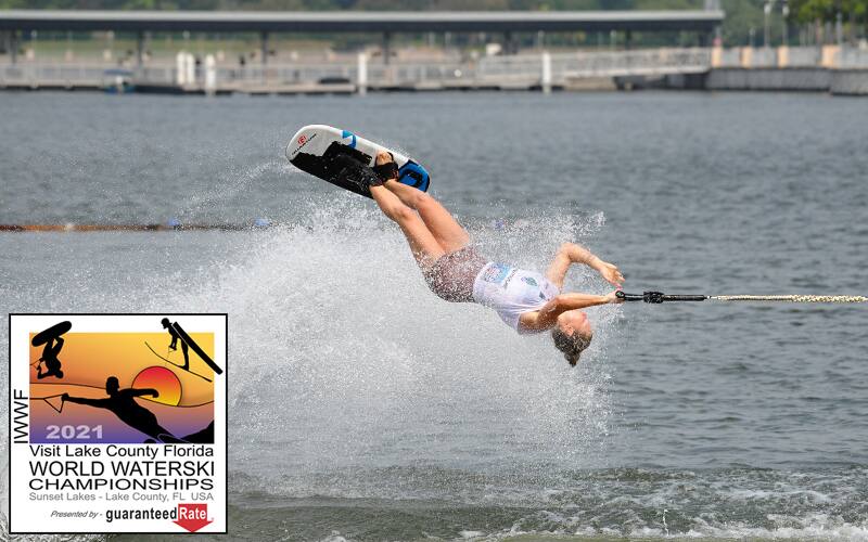 Water ski action with logo