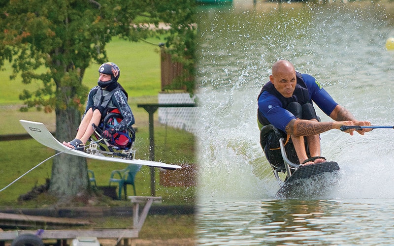 Disabled veteran water ski athletes Marco Bungert and Charles Wesson