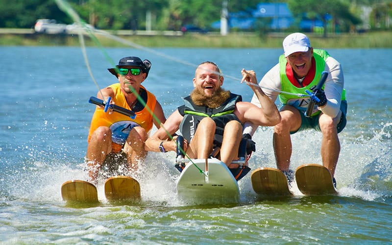 Adaptive veteran learning to water ski