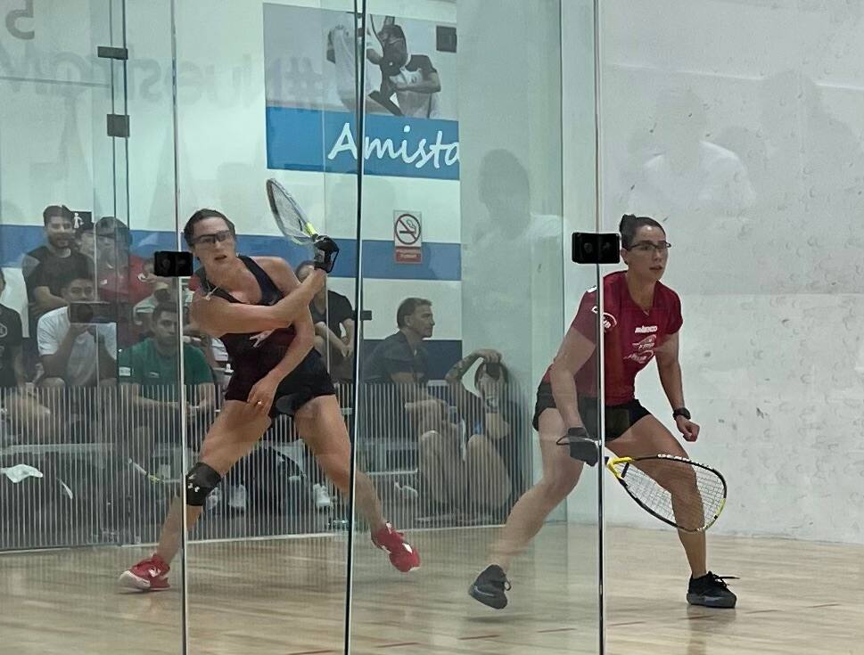 Erika Manilla in Round of 16 action at the 2023 Pan American Racquetball Championships