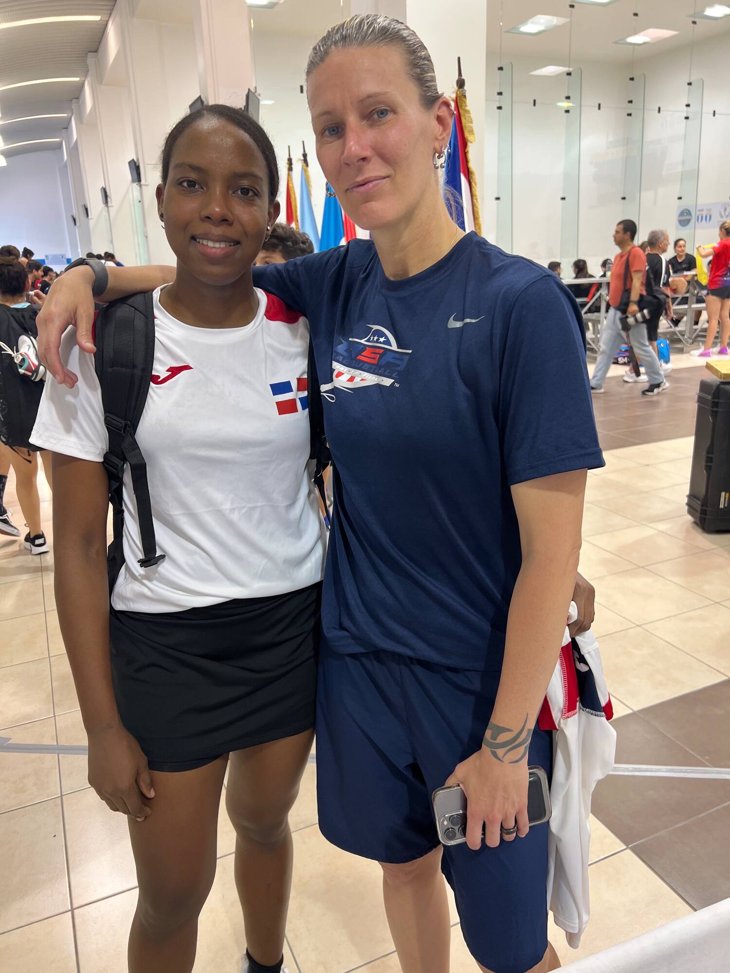 Rhonda Rajsich her opponent at the XXXIV Pan American Racquetball Championships