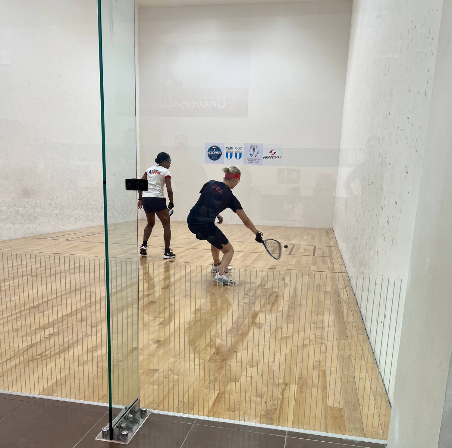 Rhonda Rajsich in Women's Singles action at the XXXIV Pan American Racquetball Championships
