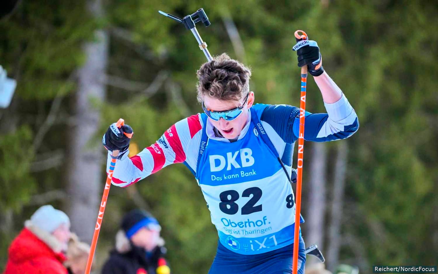 Maxime Germain competes in the 2023 IBU World Championships in Oberhof, Germany.