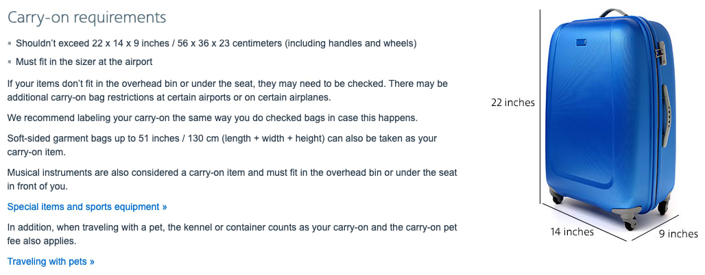 american airlines carry on measurements