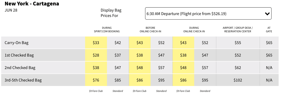 spirit luggage dimensions