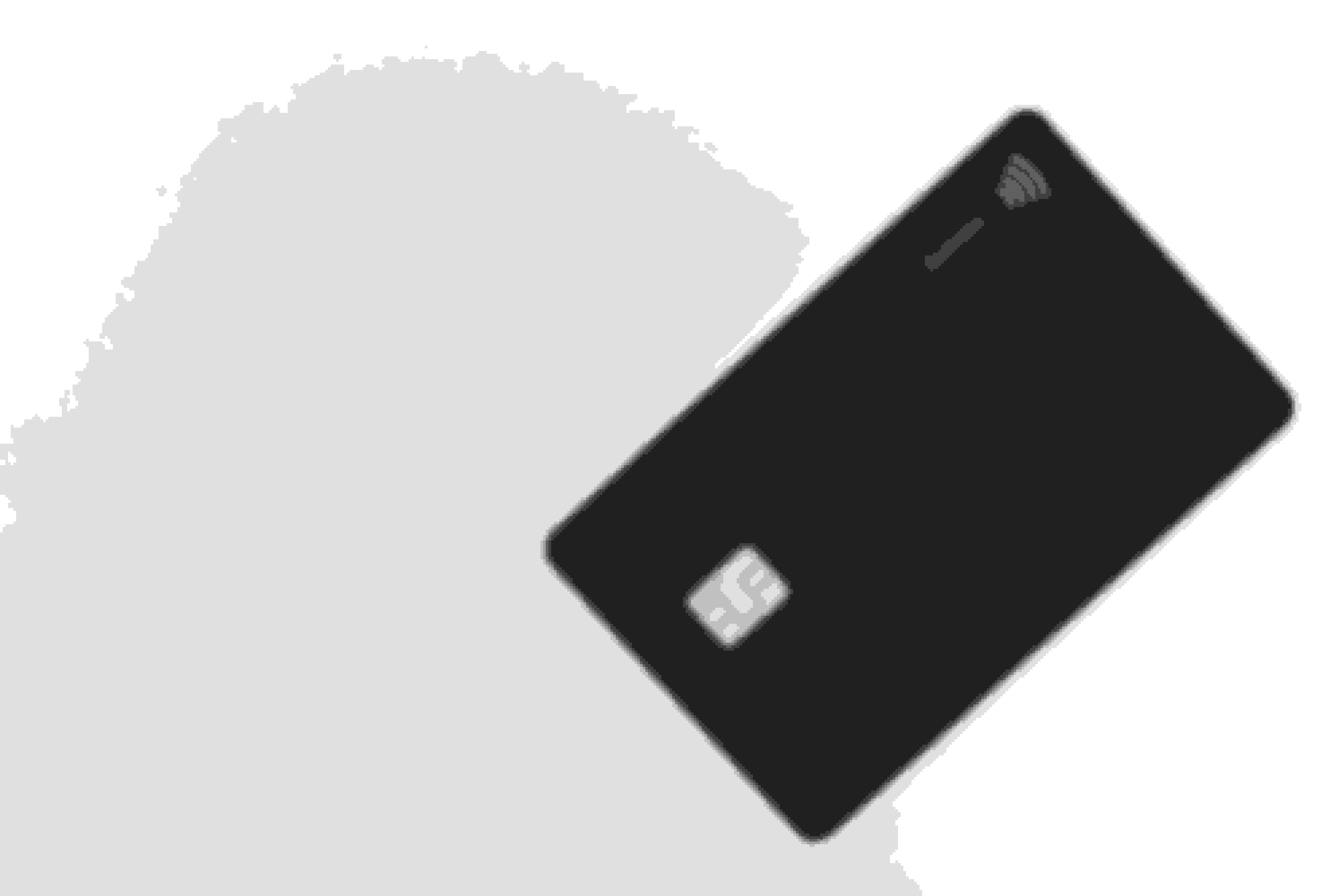 Black credit card on white background