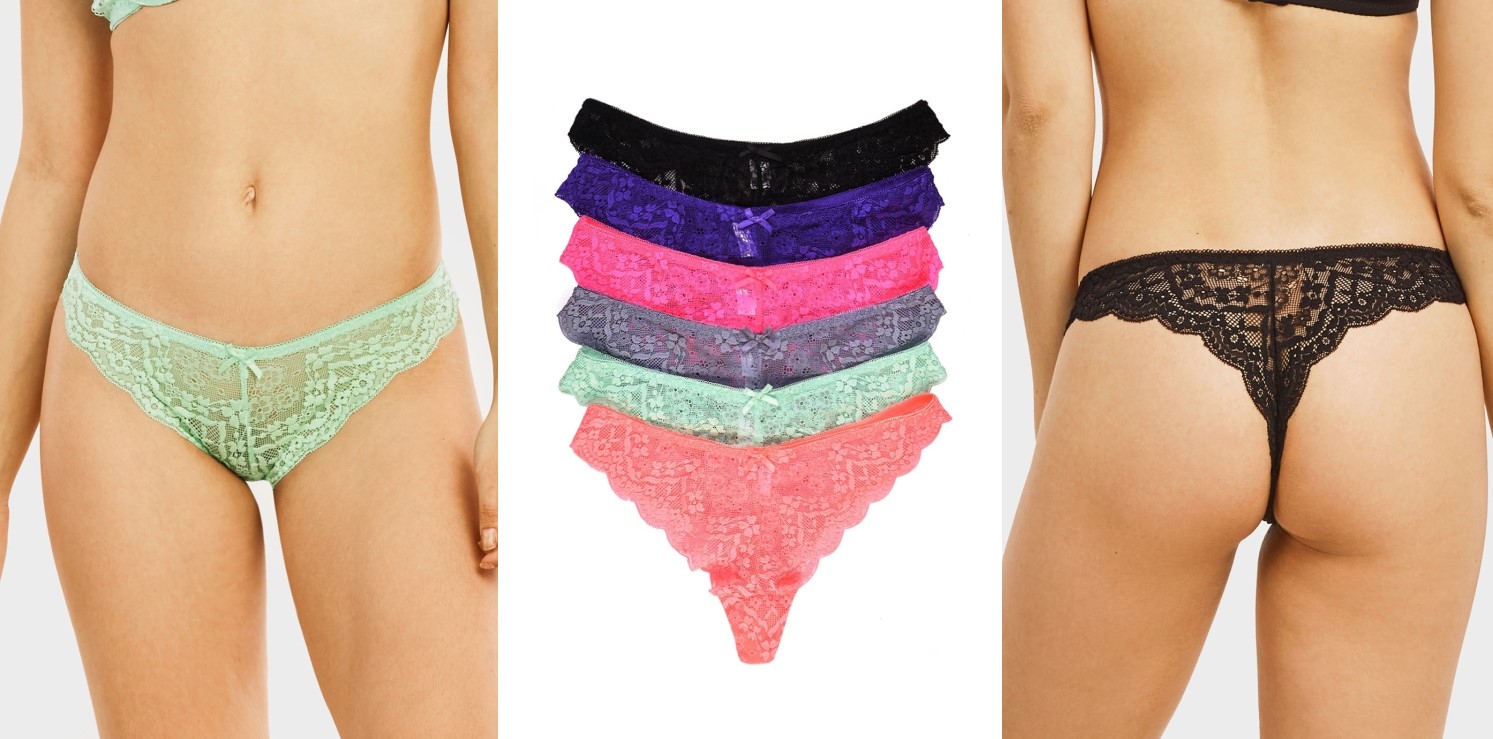 Pack Of Sexy Lace Low Rise Thong Panties Underwear Cheeky Back Ebay