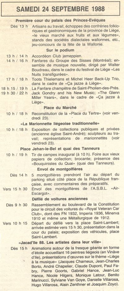 Article tiré du journal "La Wallonie" du 5 septembre 1988.