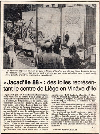 Article tiré du journal "La Meuse la Lanterne" du 7 septembre 1988.