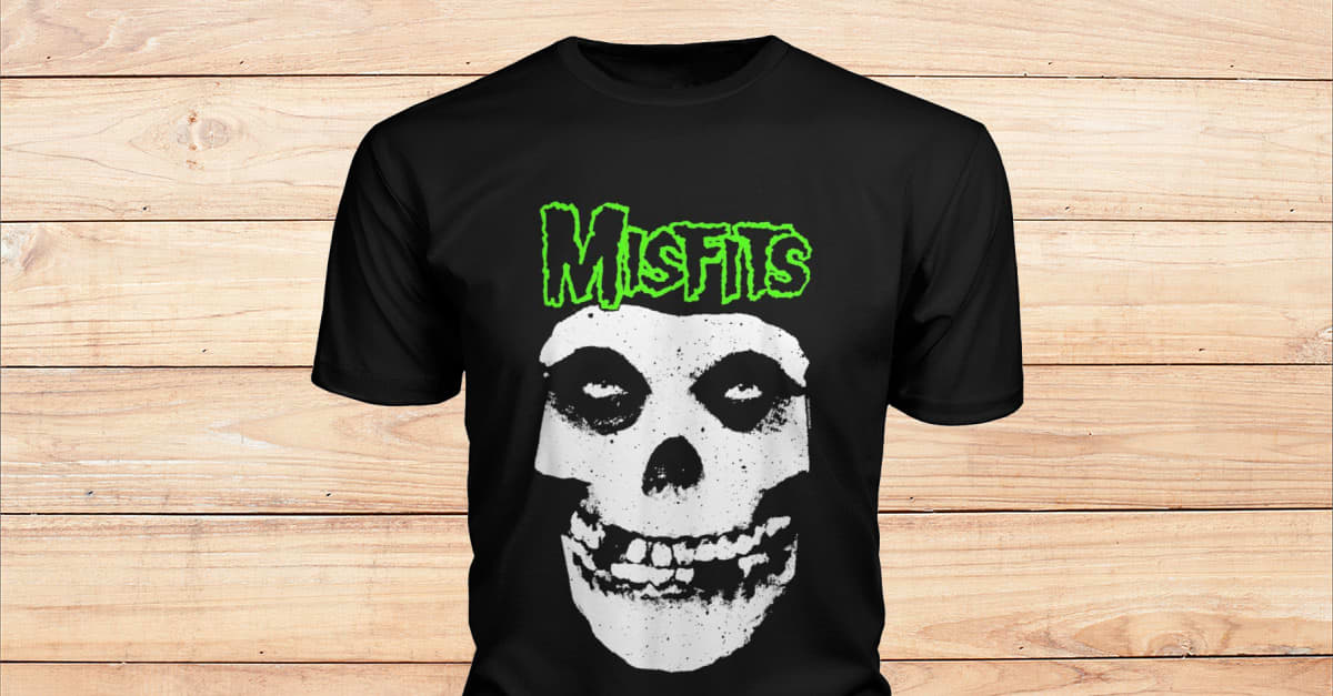 Banda De Rock Misfits Calavera Clásica Con Logo Camiseta