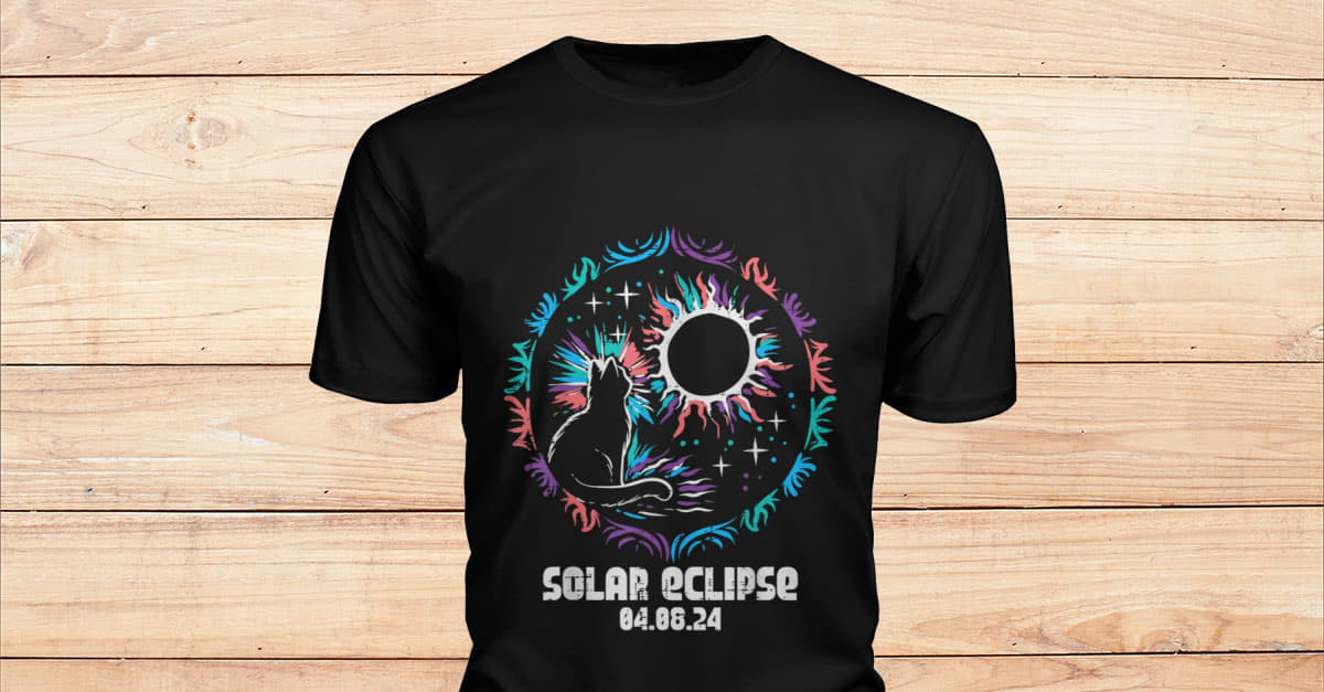 Cat Sun Solar Eclipse 2024 Totality April 8 Men Women Kids T-Shirt ...