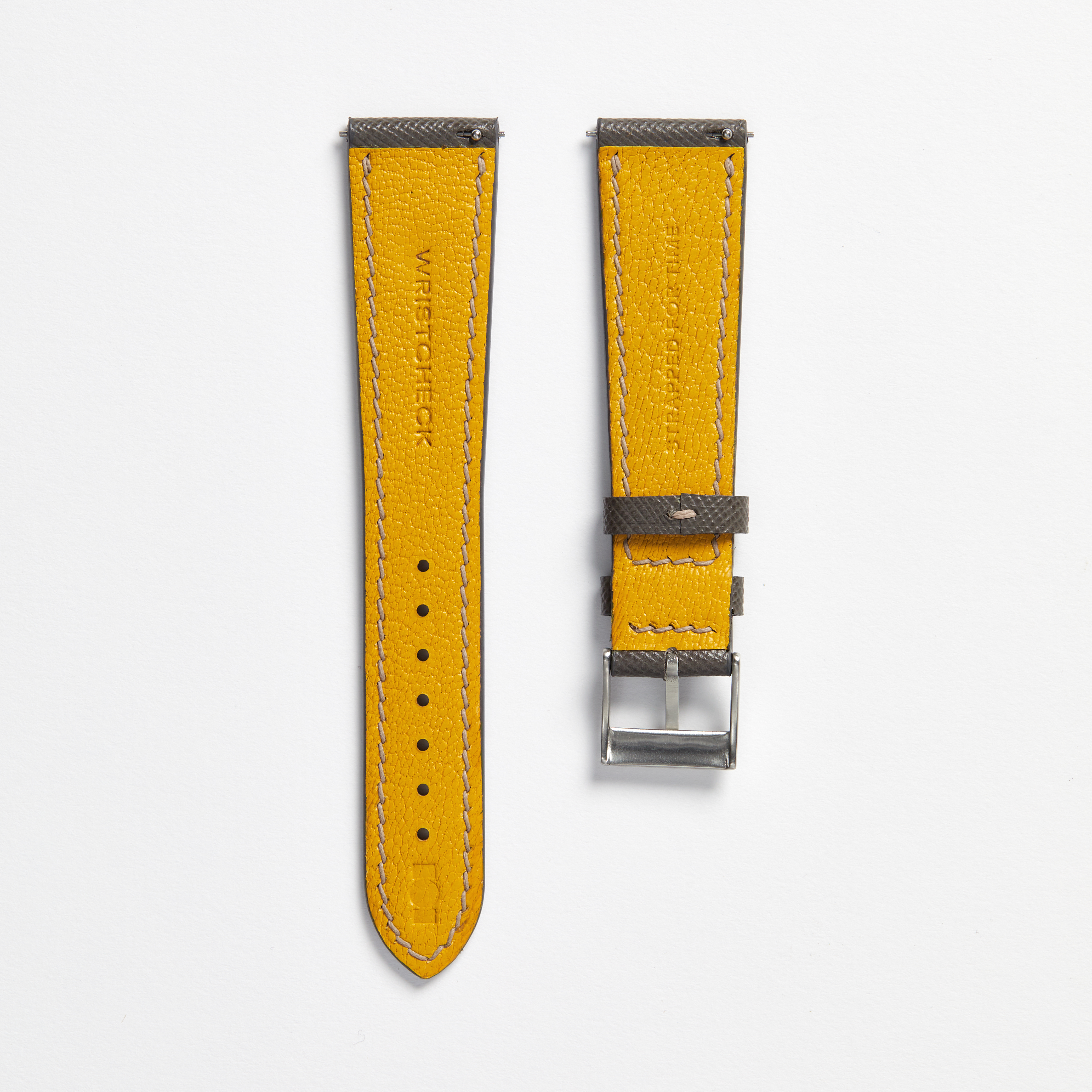 "Strapped for Time" Hand-Stitched Dark Grey Saffiano Watch Strap (Made to Order) Product Image 2