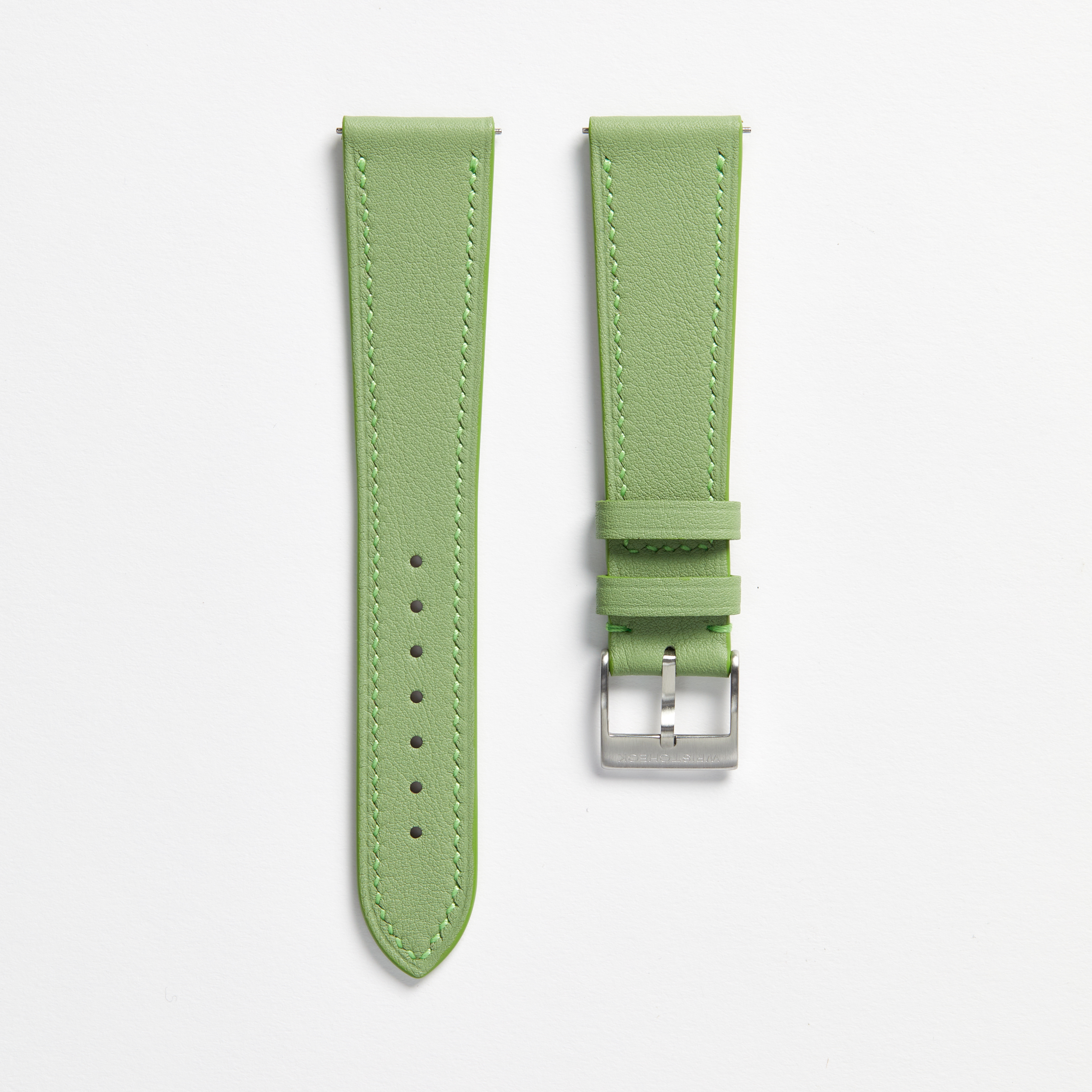 "Strapped for Time" Hand-Stitched Green Swift Watch Strap (Made to Order) Product Image 1