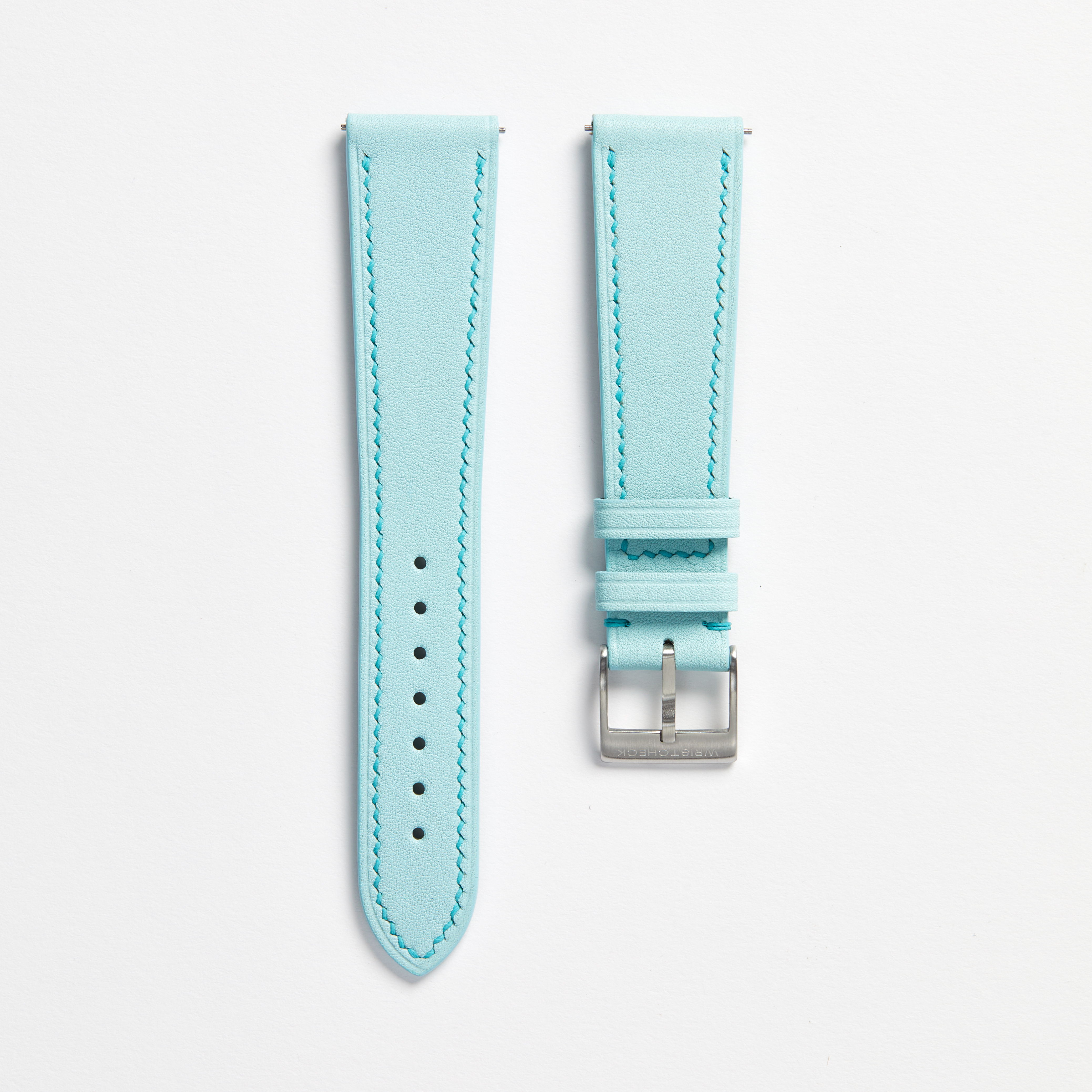 "Strapped for Time" Hand-Stitched Baby Blue Swift Watch Strap (Made to Order) Product Image 1