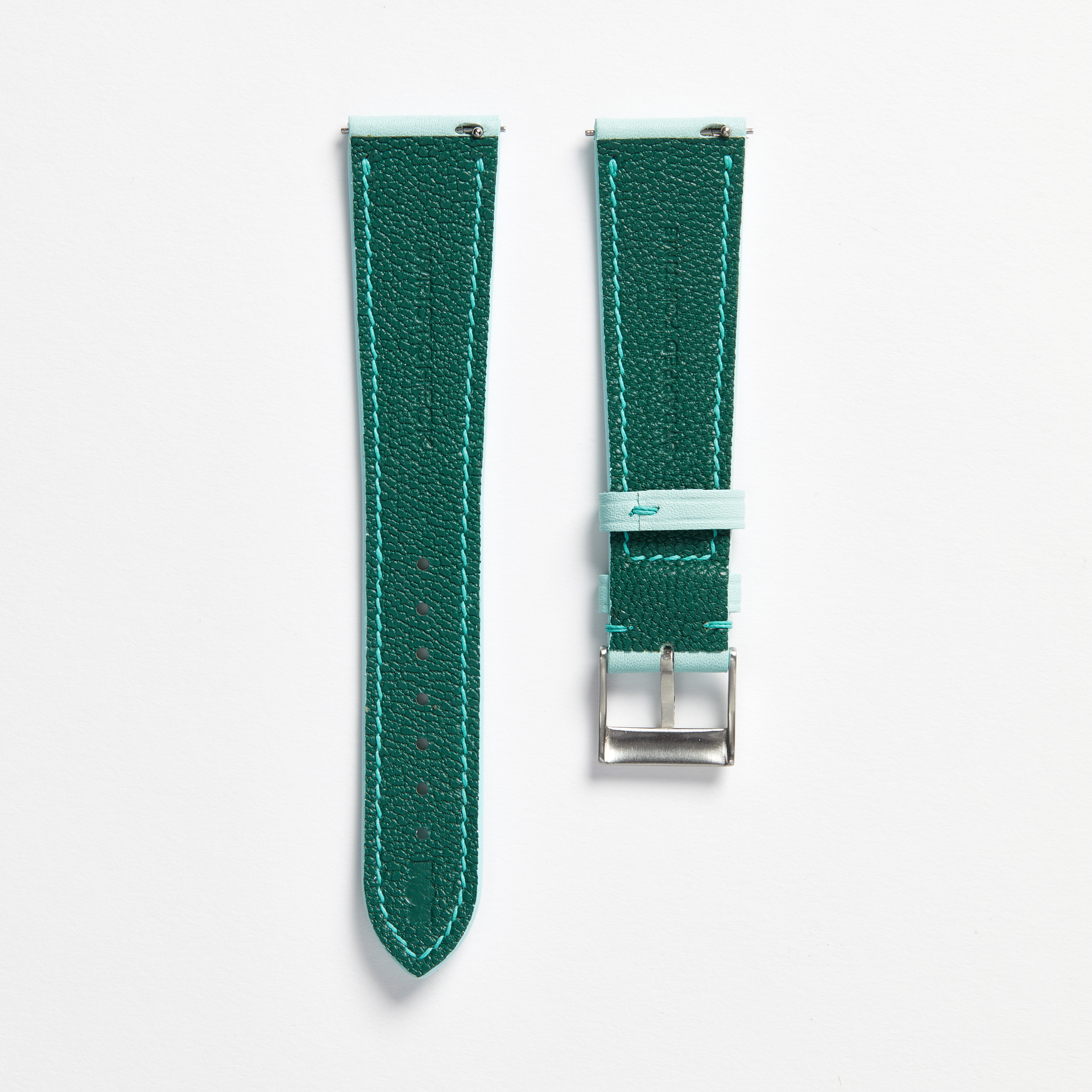 "Strapped for Time" Hand-Stitched Baby Blue Swift Watch Strap (Made to Order) Product Image 2