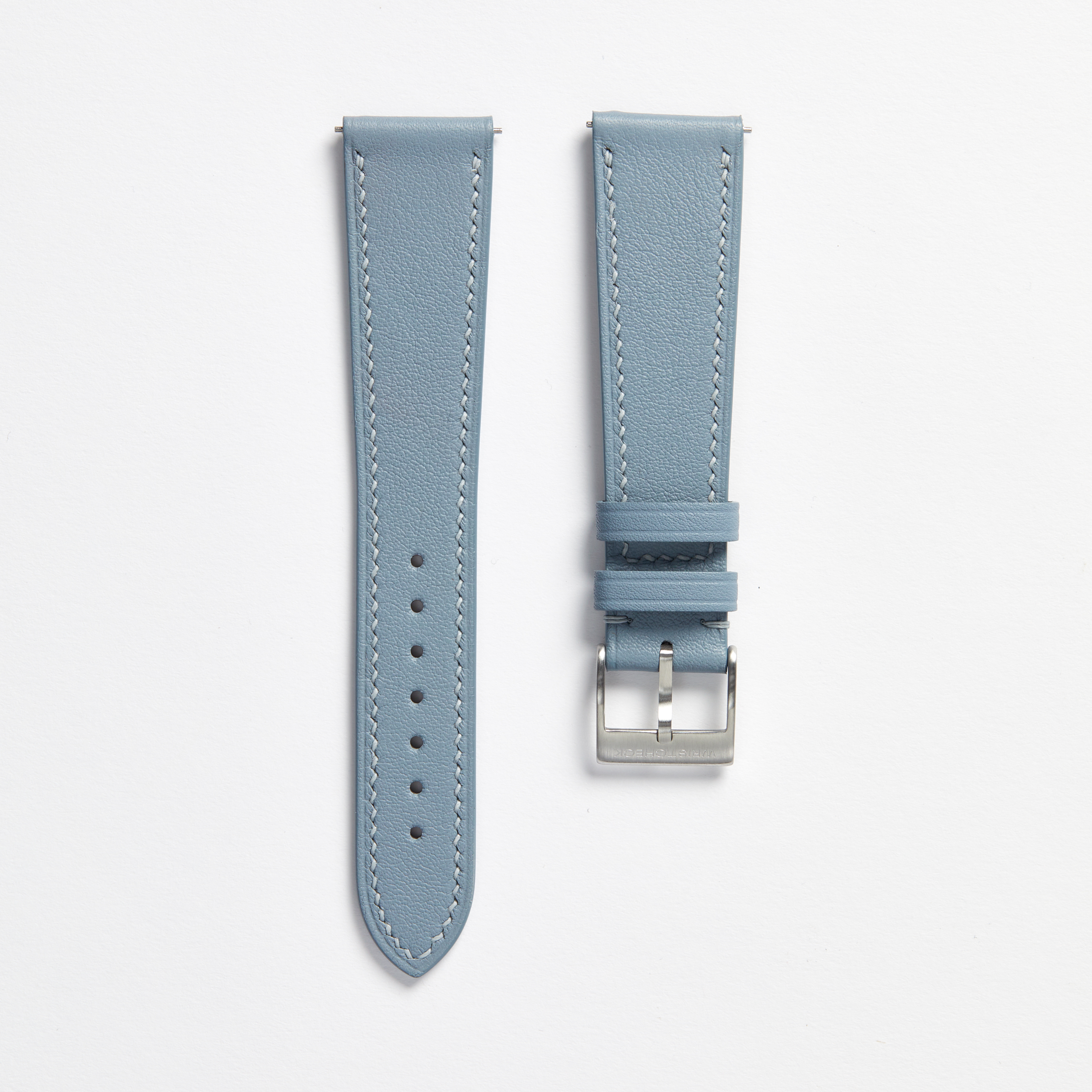 "Strapped for Time" Hand-Stitched Blue Swift Watch Strap (Made to Order) Product Image 1
