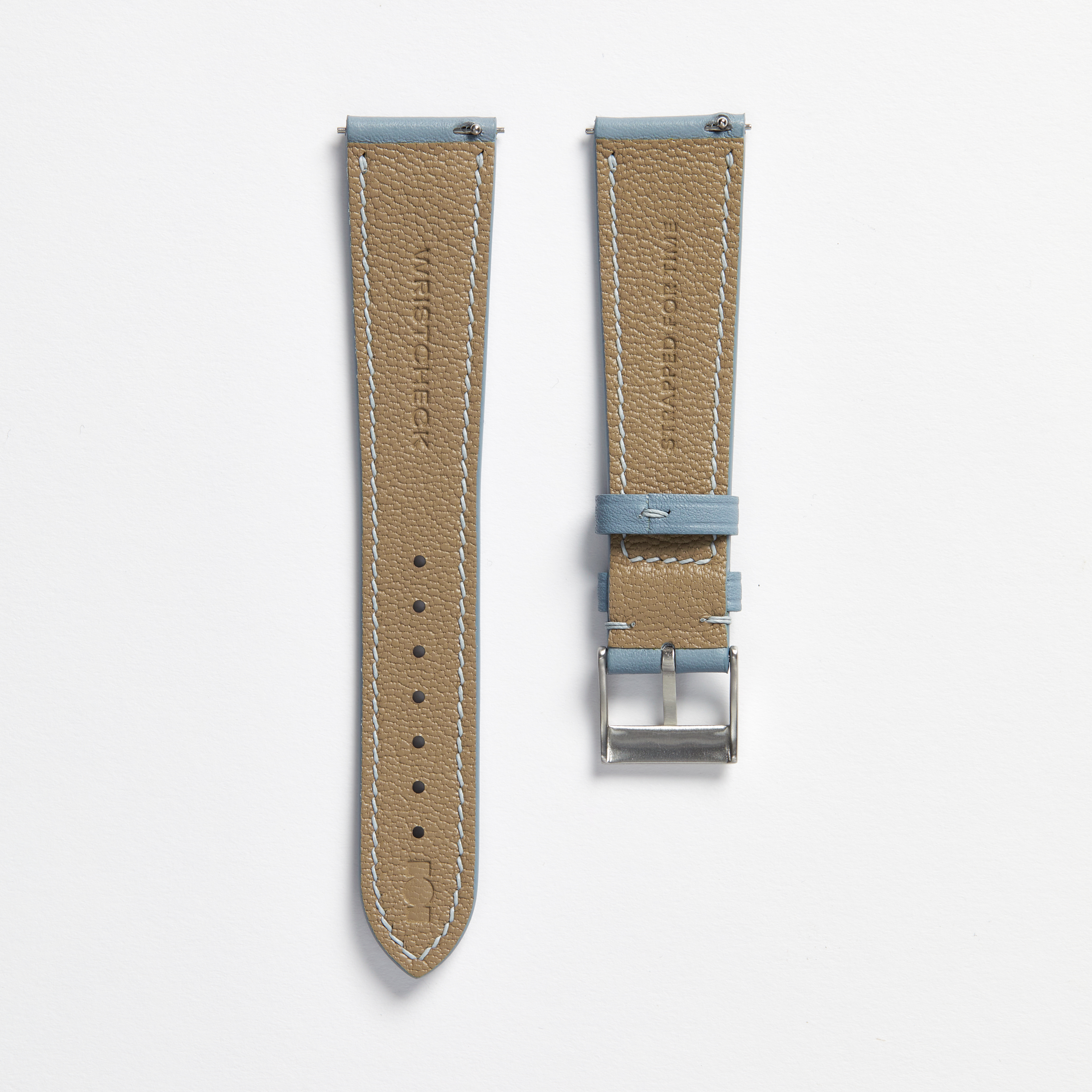 "Strapped for Time" Hand-Stitched Blue Swift Watch Strap (Made to Order) Product Image 2