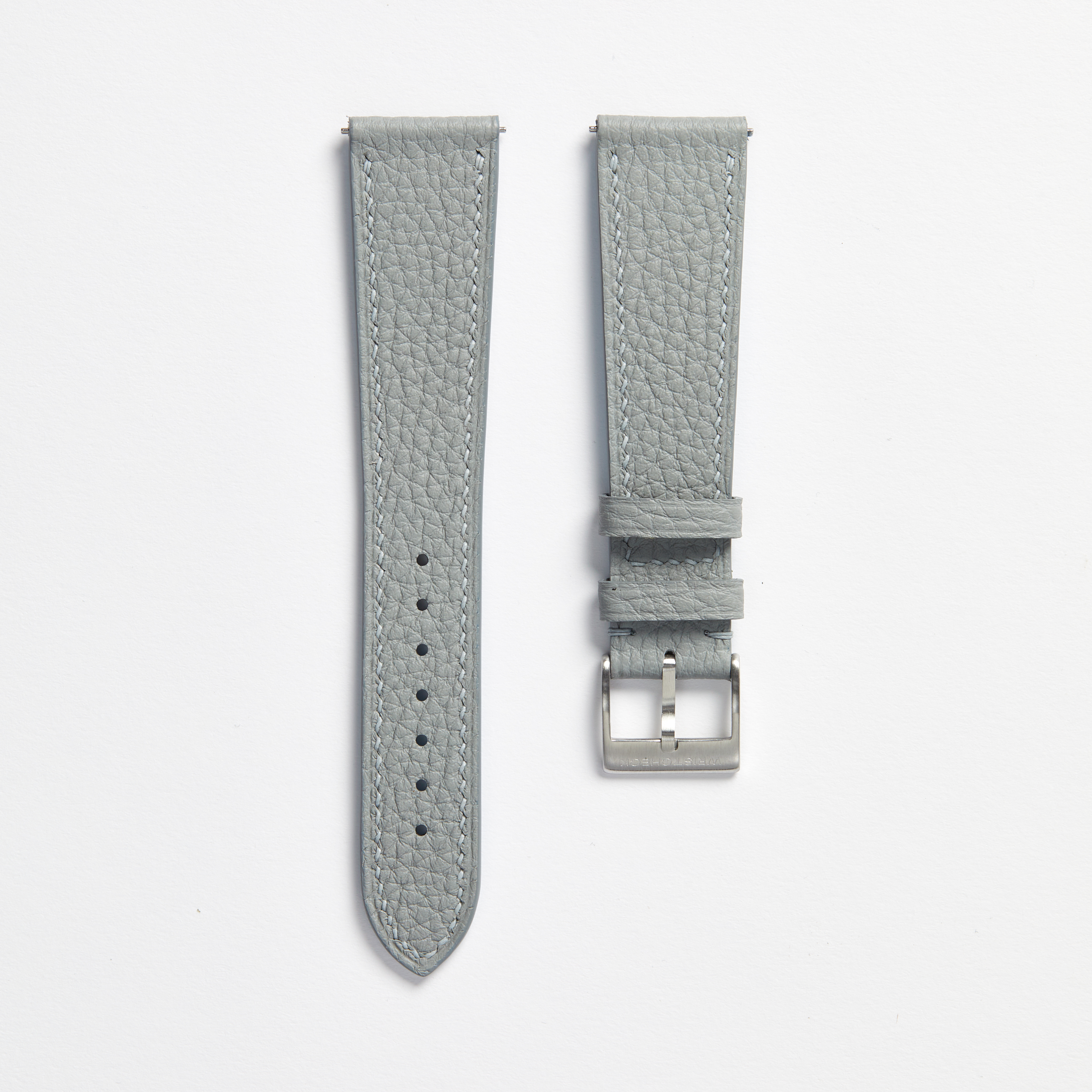 "Strapped for Time" Hand-Stitched Grey Togo Watch Strap (Made to Order) Product Image 1