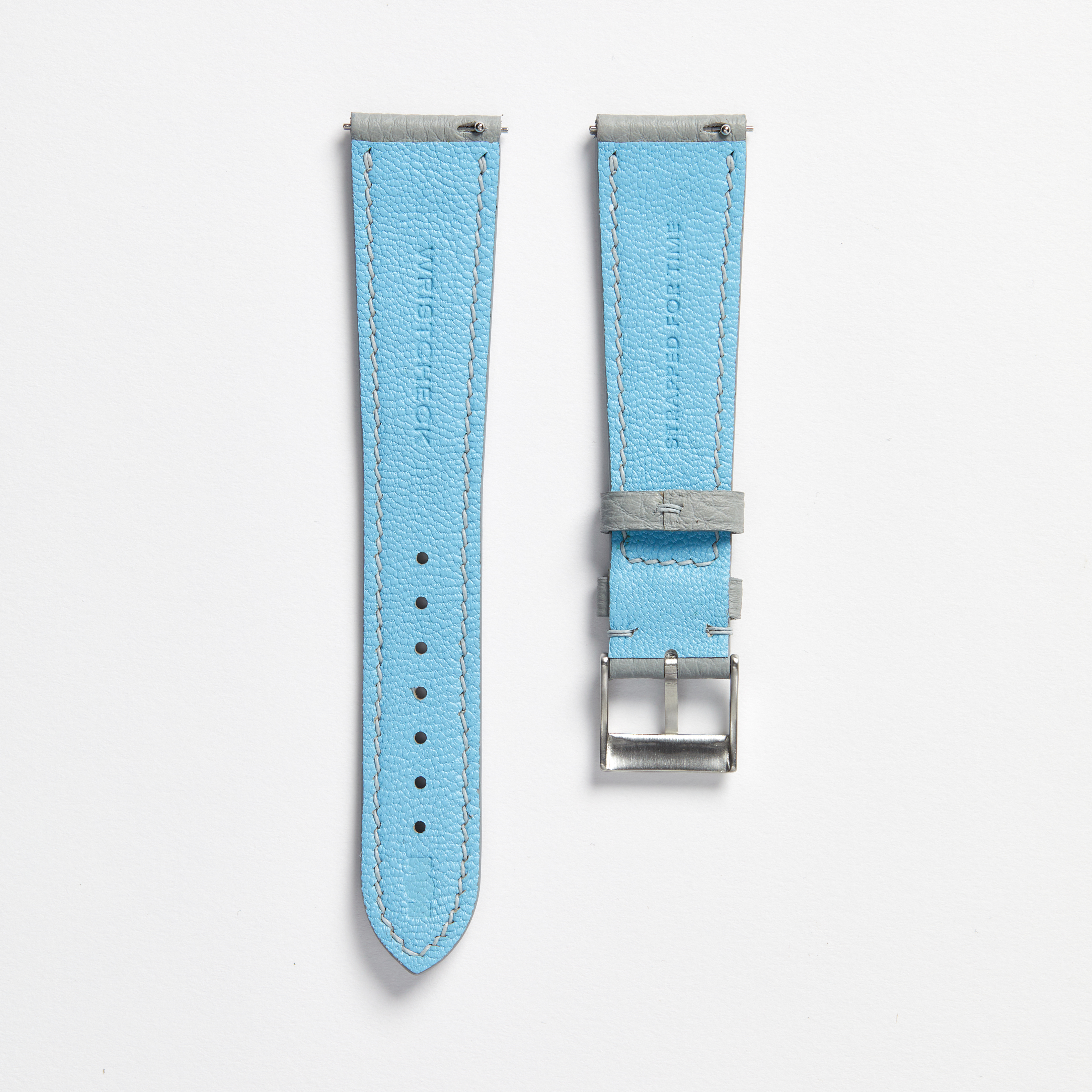 "Strapped for Time" Hand-Stitched Grey Togo Watch Strap (Made to Order) Product Image 2
