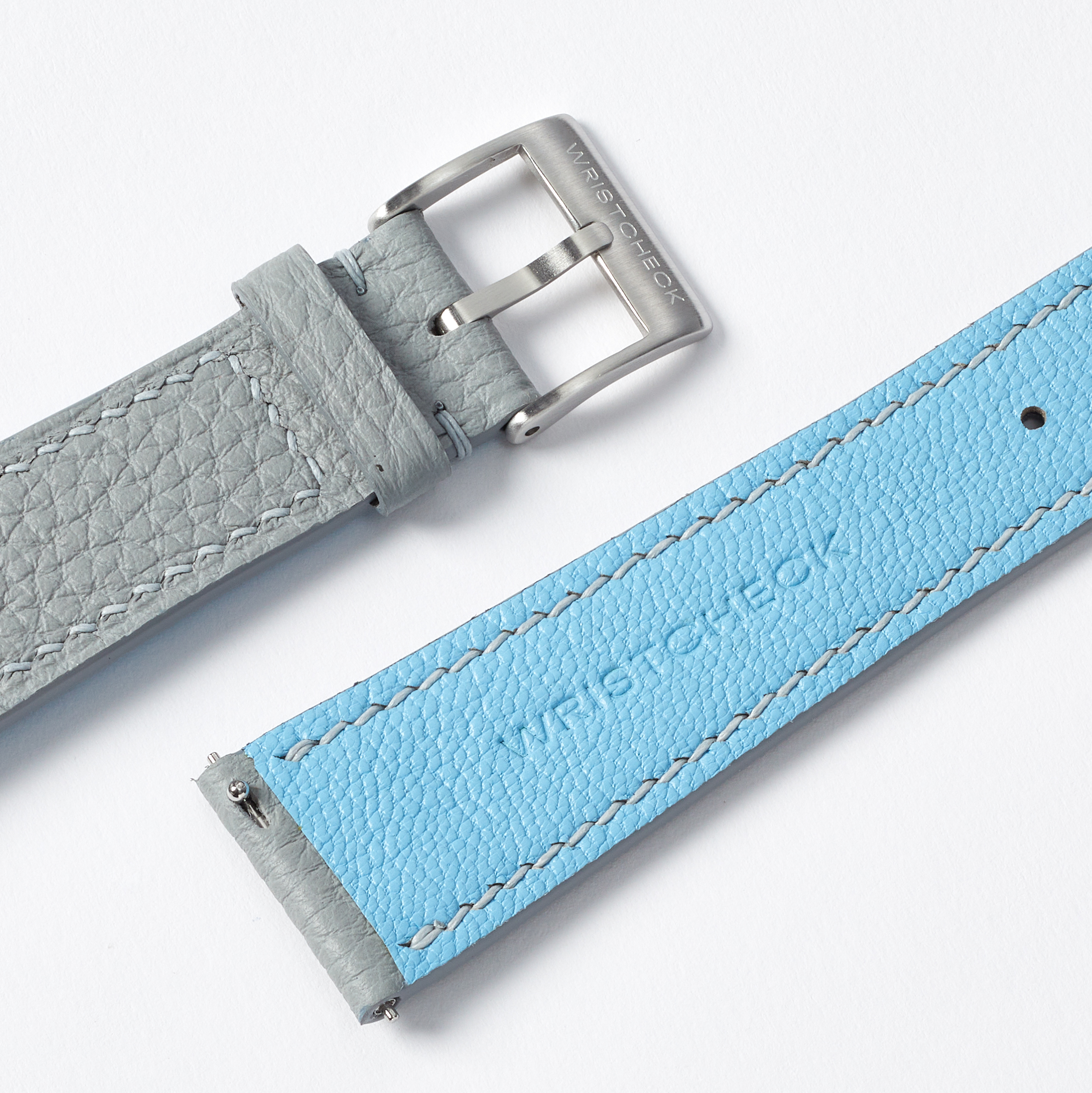 "Strapped for Time" Hand-Stitched Grey Togo Watch Strap (Made to Order) Product Image 3