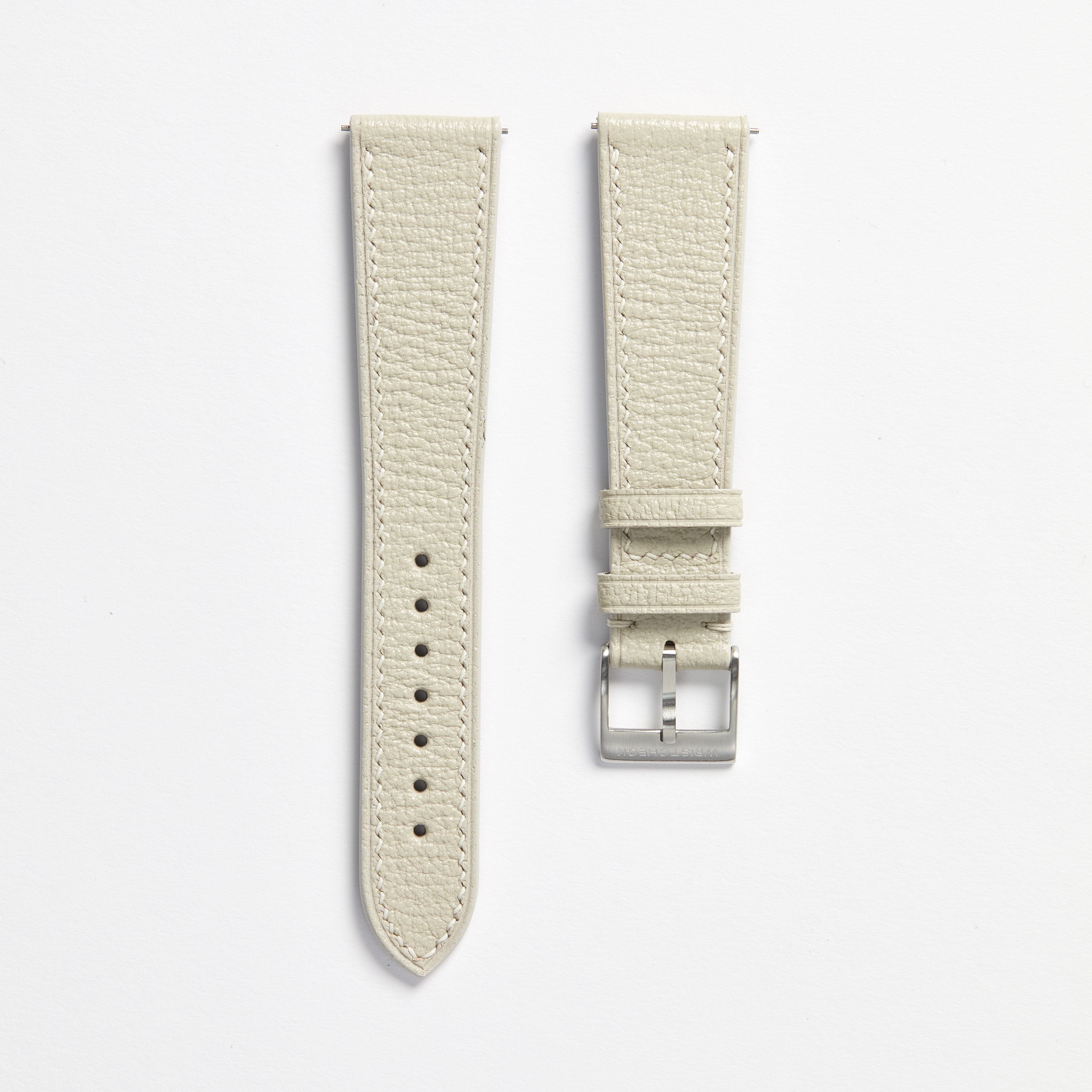 "Strapped for Time" Hand-Stitched Off White Chevre Watch Strap (Made to Order) Product Image 1