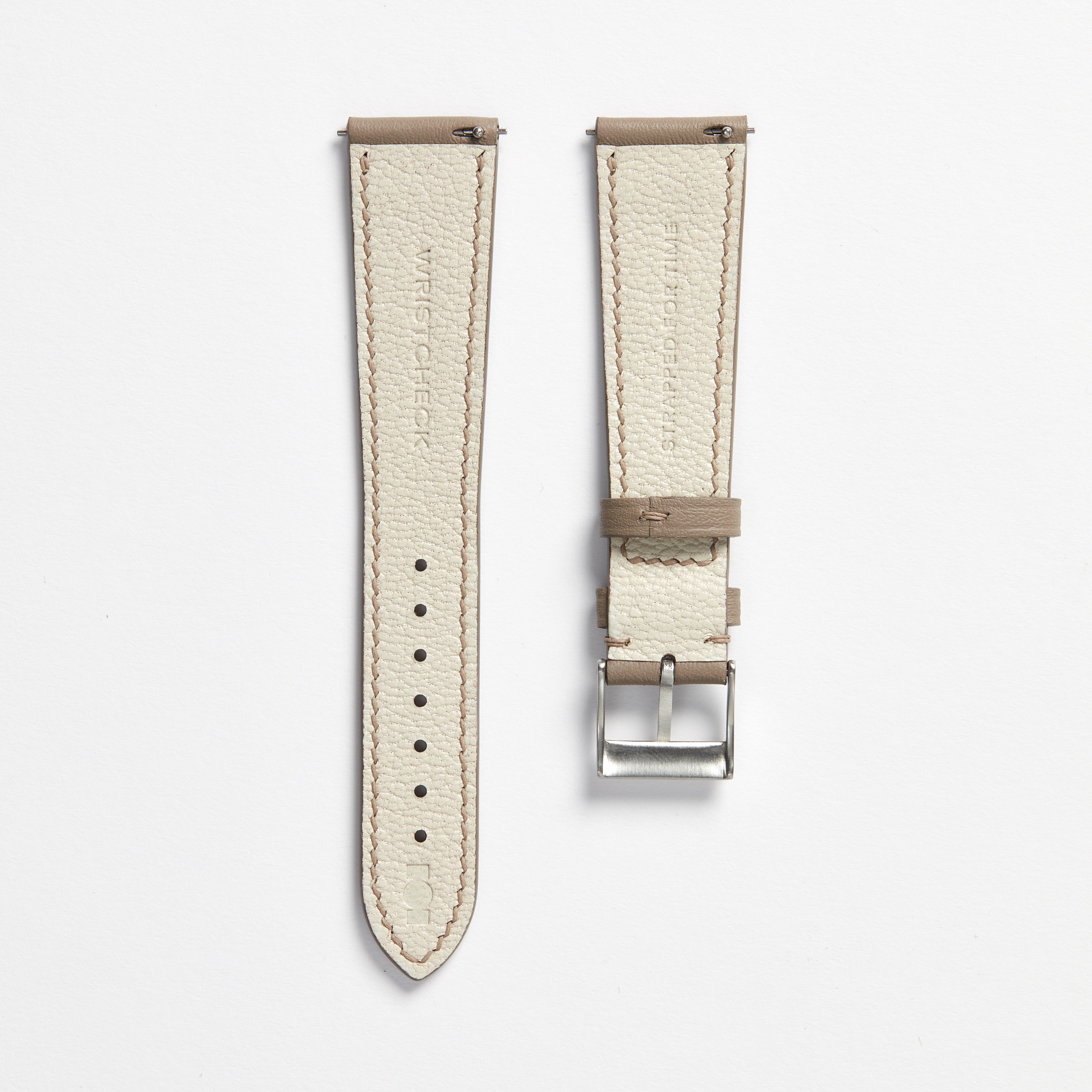 "Strapped for Time" Hand-Stitched Taupe Swift Watch Strap (Made to Order) Product Image 2