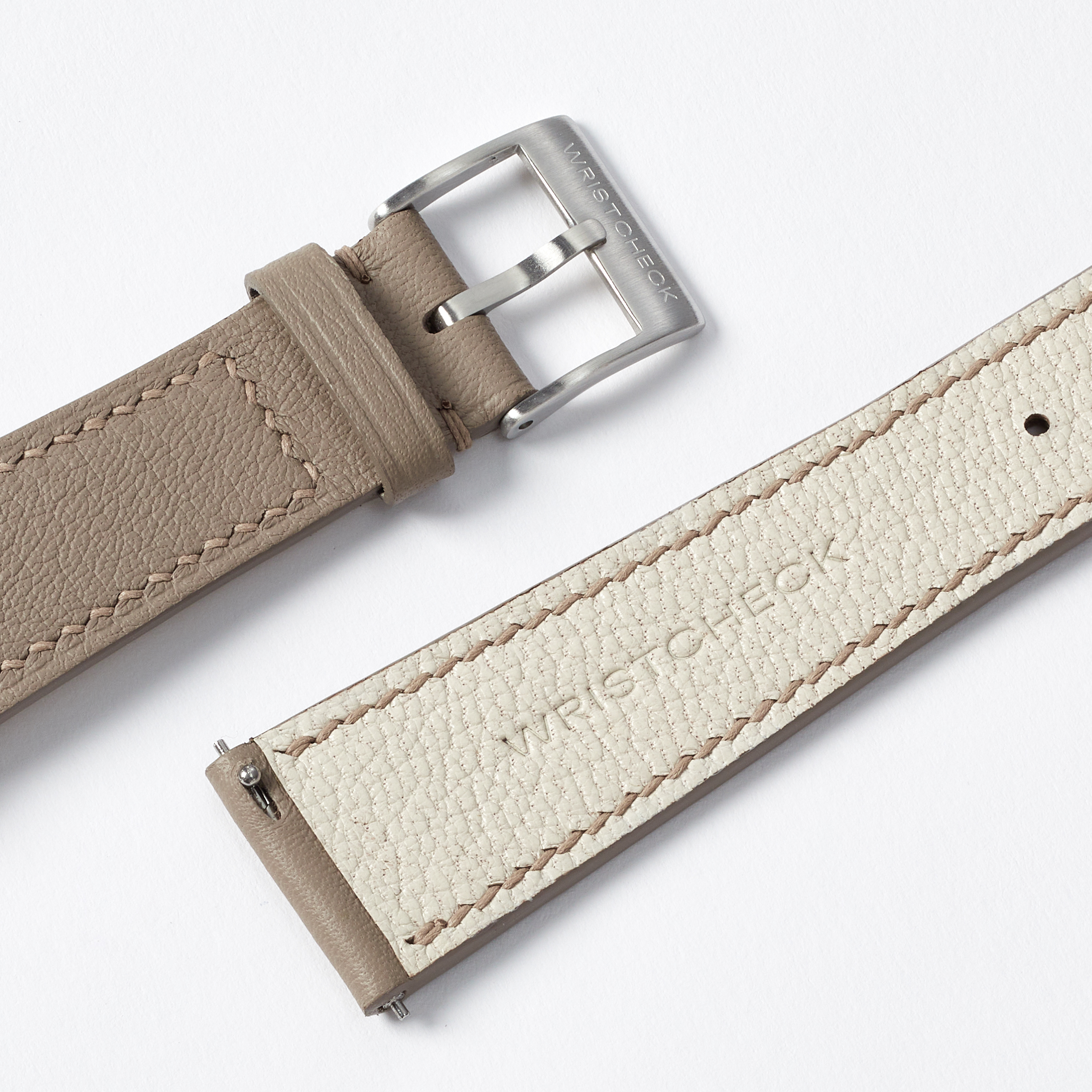 "Strapped for Time" Hand-Stitched Taupe Swift Watch Strap (Made to Order) Product Image 3