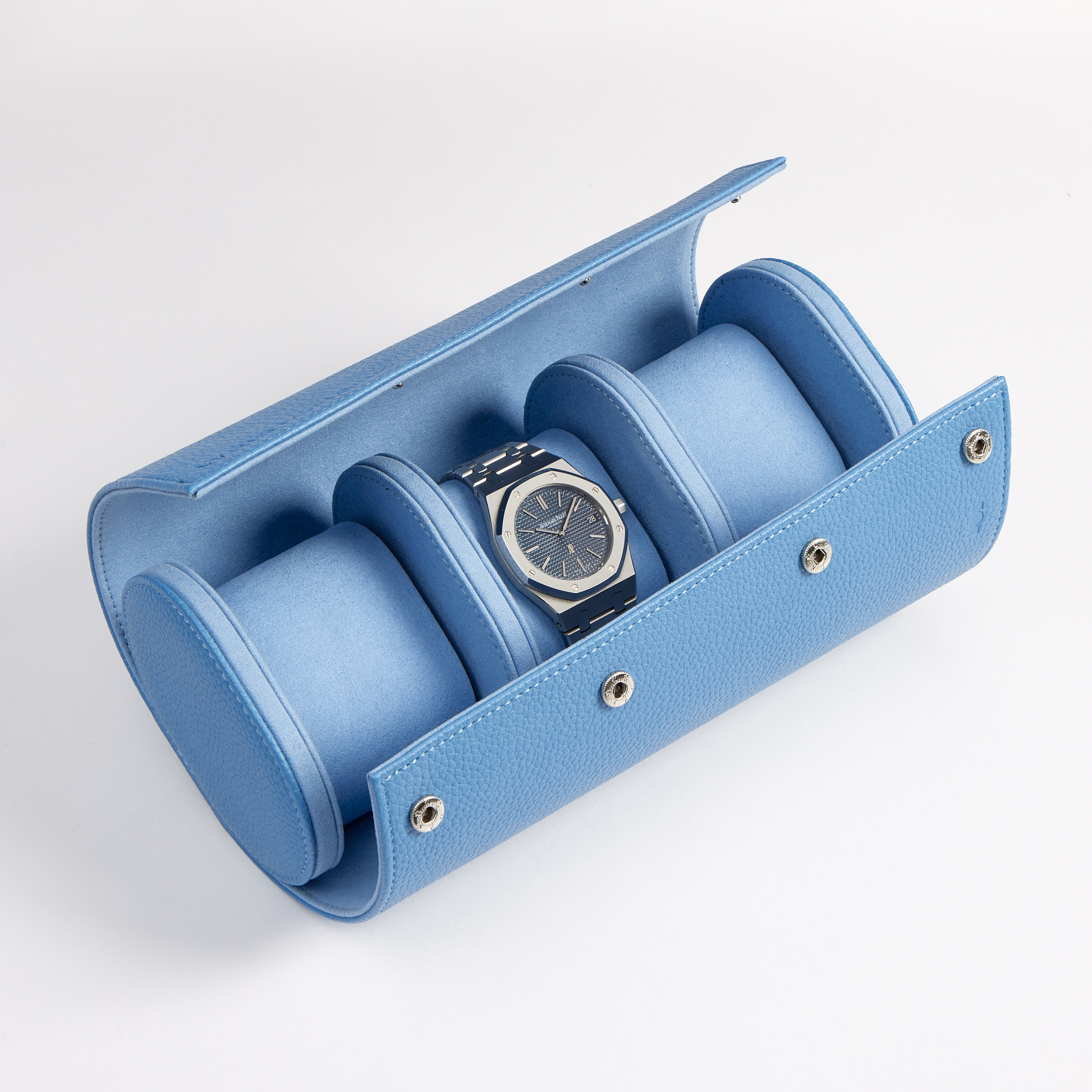 Wristcheck Triple Watch Roll In Blue Product Image 2