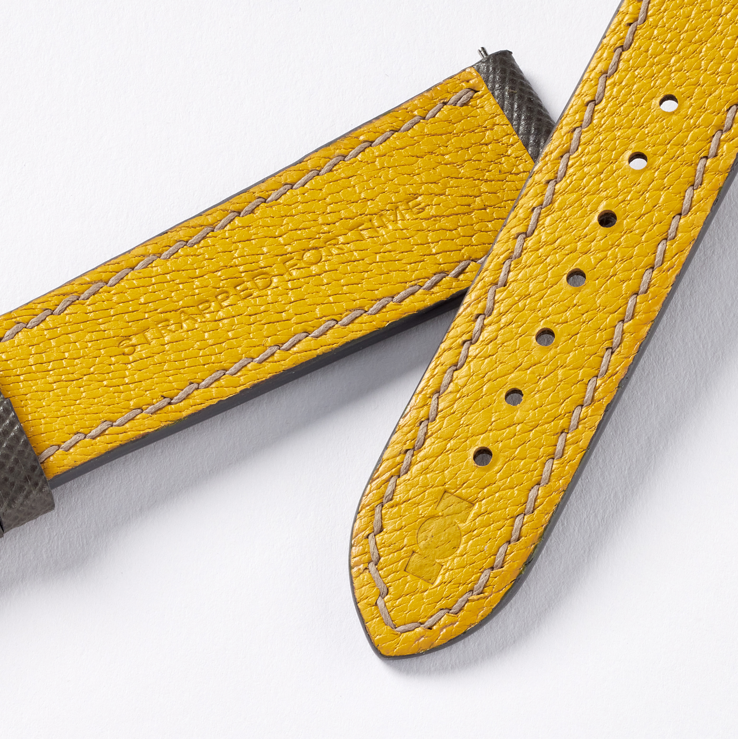 "Strapped for Time" Hand-Stitched Dark Grey Saffiano Watch Strap (Made to Order) Product Image 4