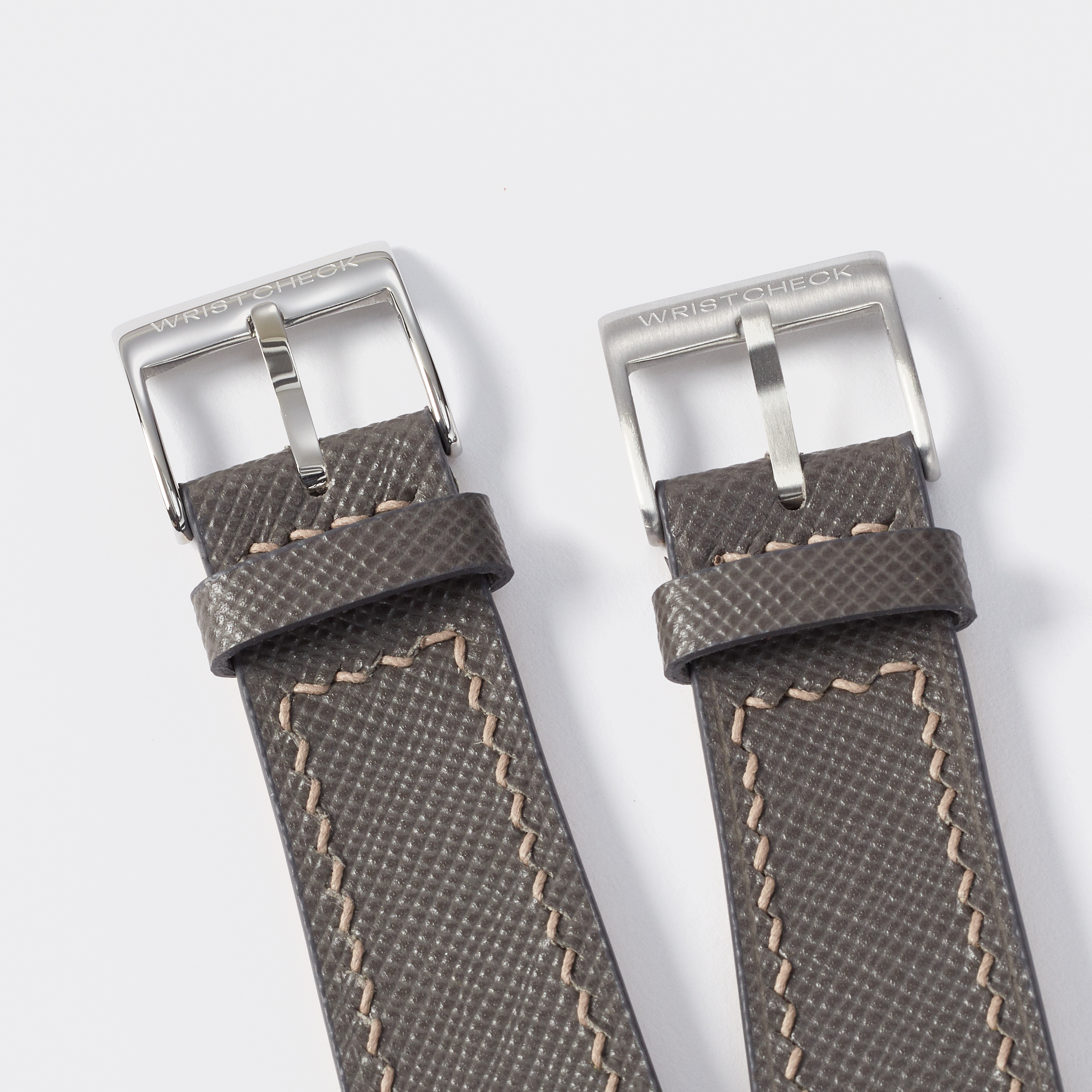 "Strapped for Time" Hand-Stitched Dark Grey Saffiano Watch Strap (Made to Order) Product Image 5