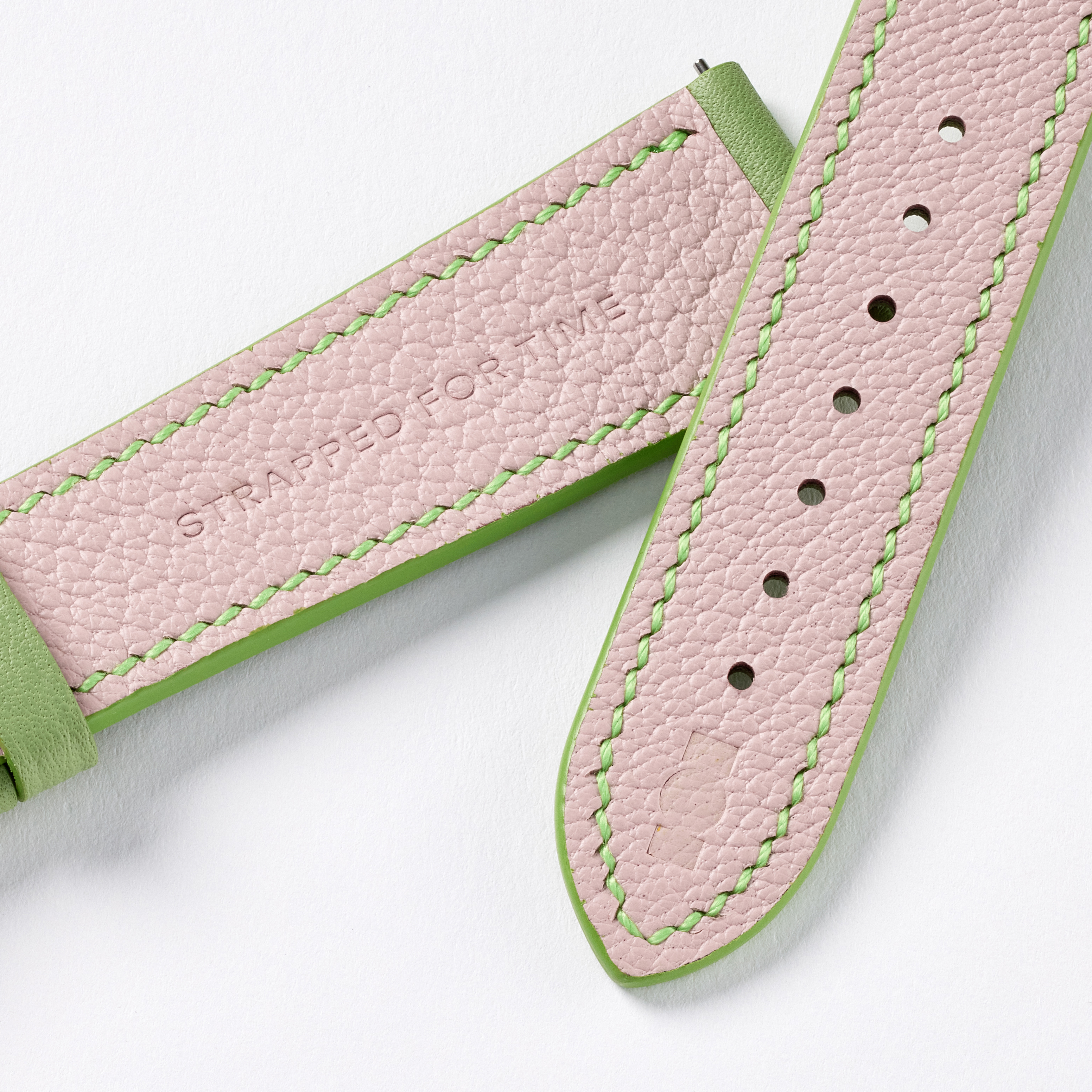 "Strapped for Time" Hand-Stitched Green Swift Watch Strap (Made to Order) Product Image 4