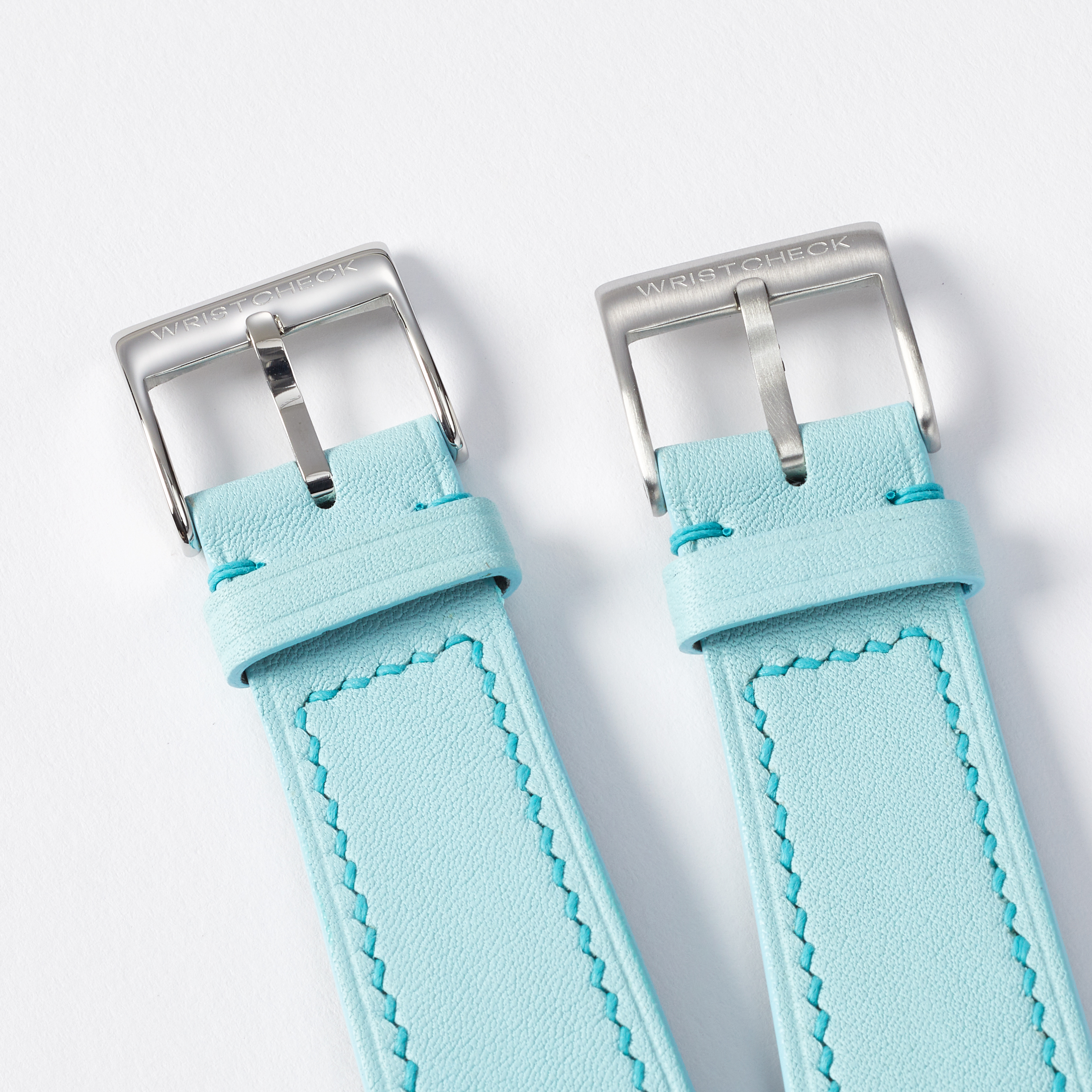 "Strapped for Time" Hand-Stitched Baby Blue Swift Watch Strap (Made to Order) Product Image 5