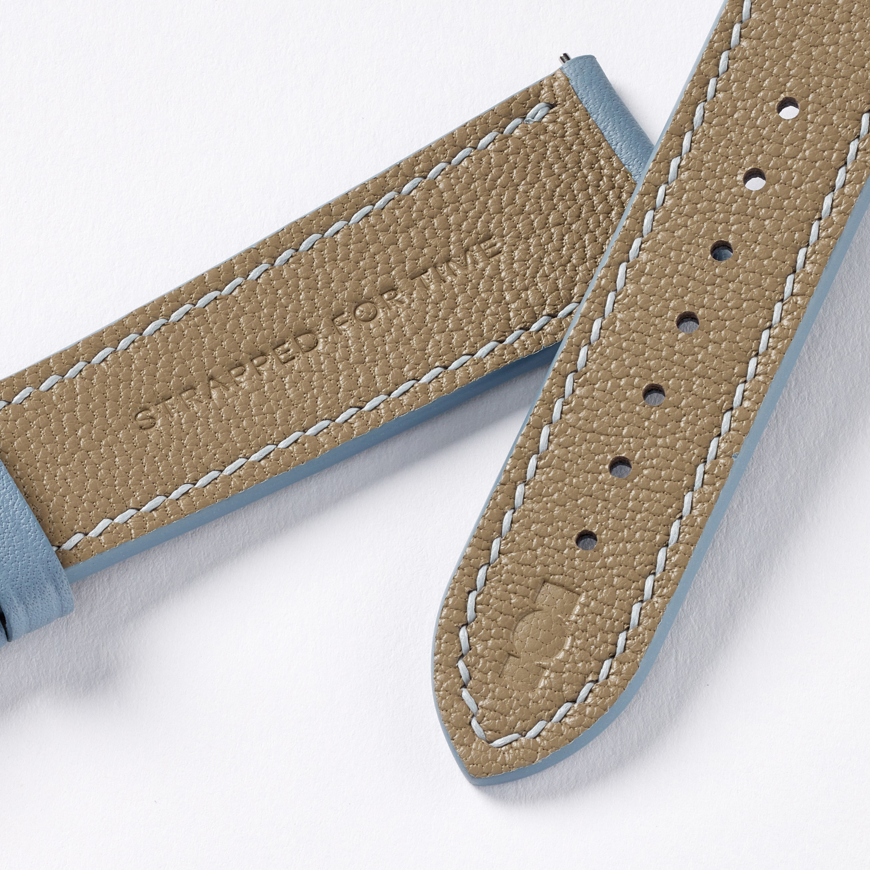 "Strapped for Time" Hand-Stitched Blue Swift Watch Strap (Made to Order) Product Image 4