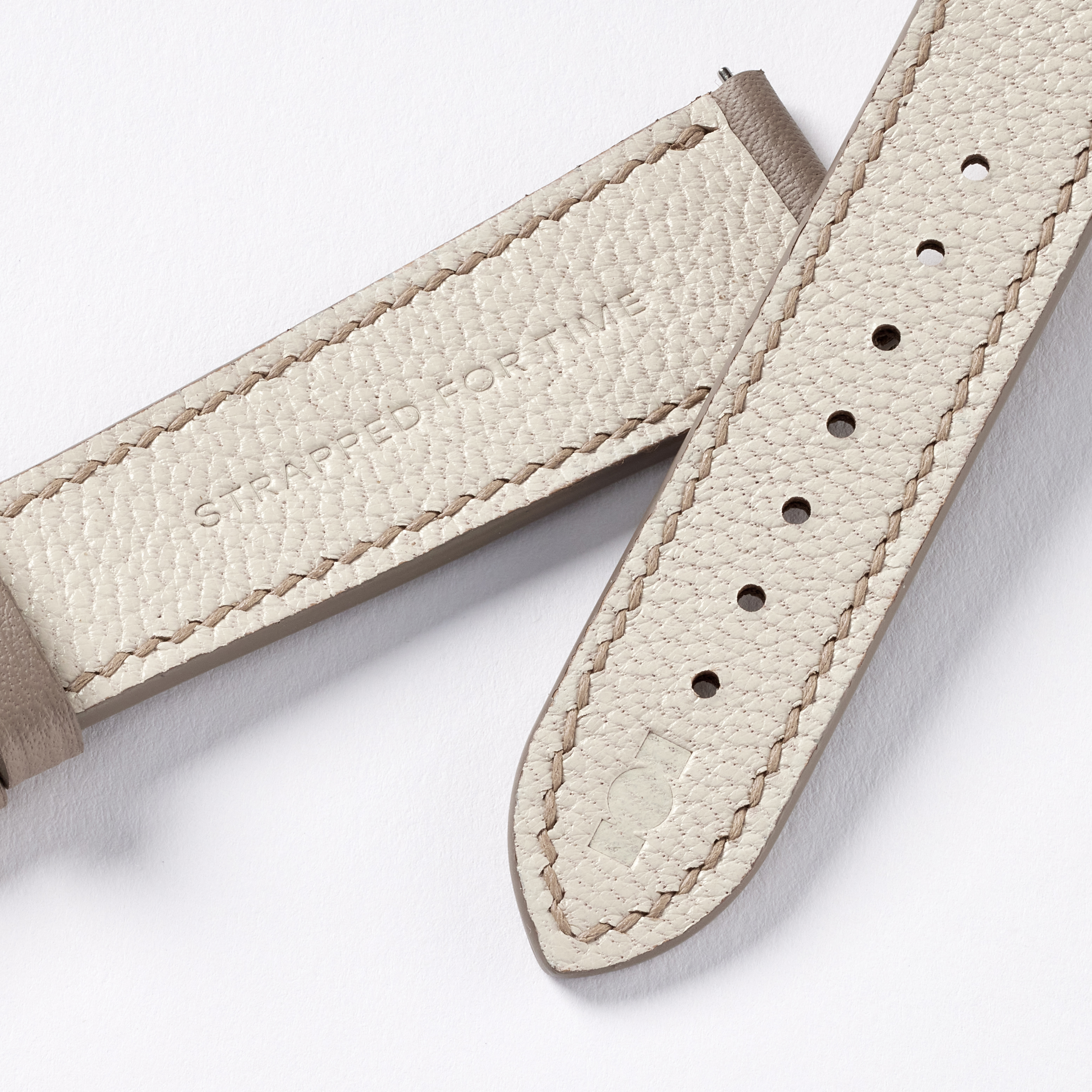 "Strapped for Time" Hand-Stitched Taupe Swift Watch Strap (Made to Order) Product Image 4