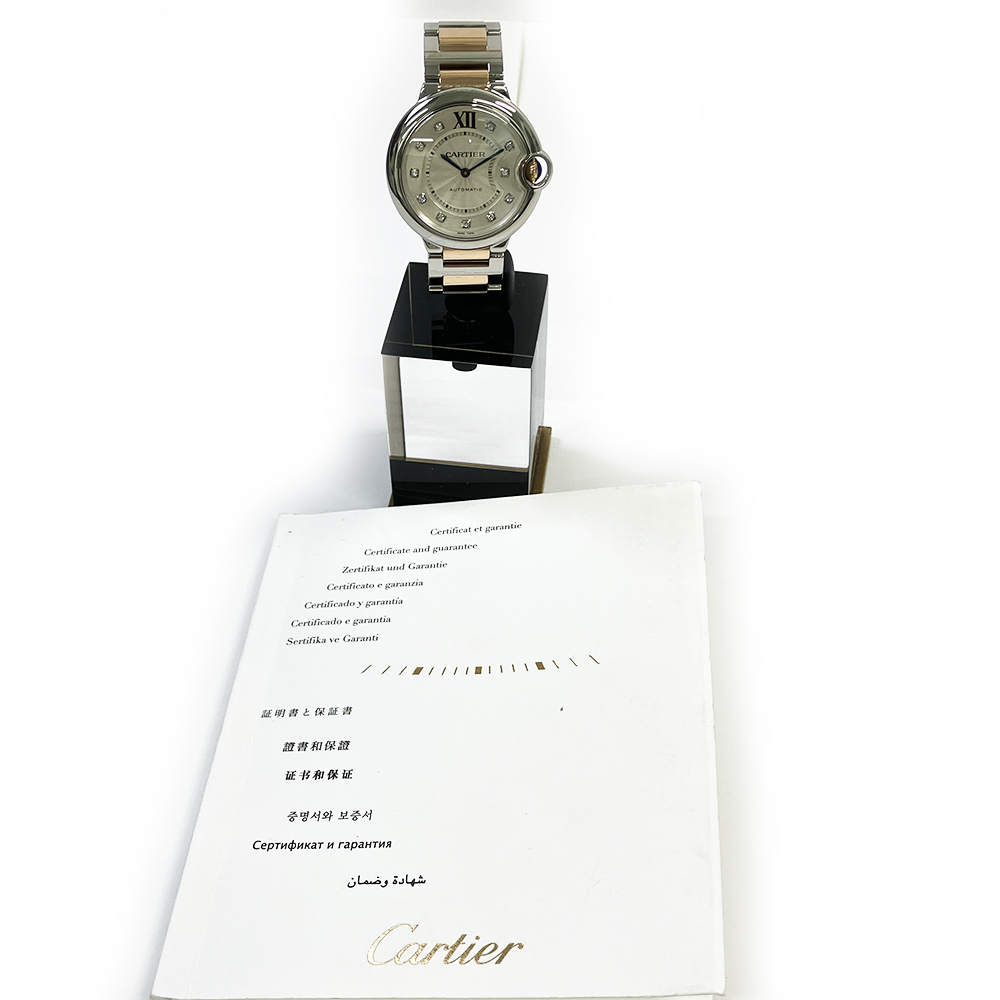 Ballon Bleu de Cartier Rose Gold & Steel Diamond Silver Dial 36mm Product Image 6