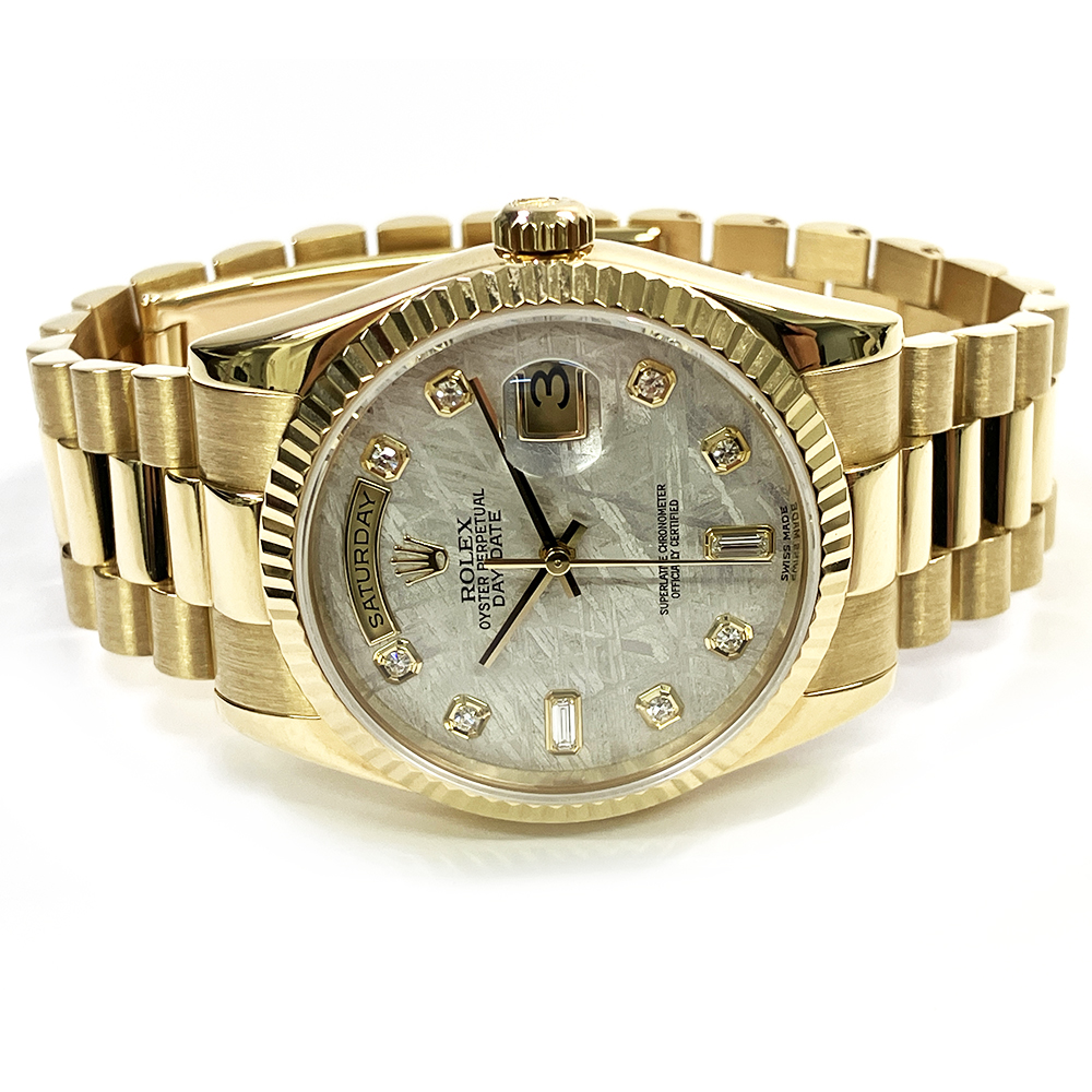 Day-Date Yellow Gold Silver Meteorite Dial 36mm Product Image 2