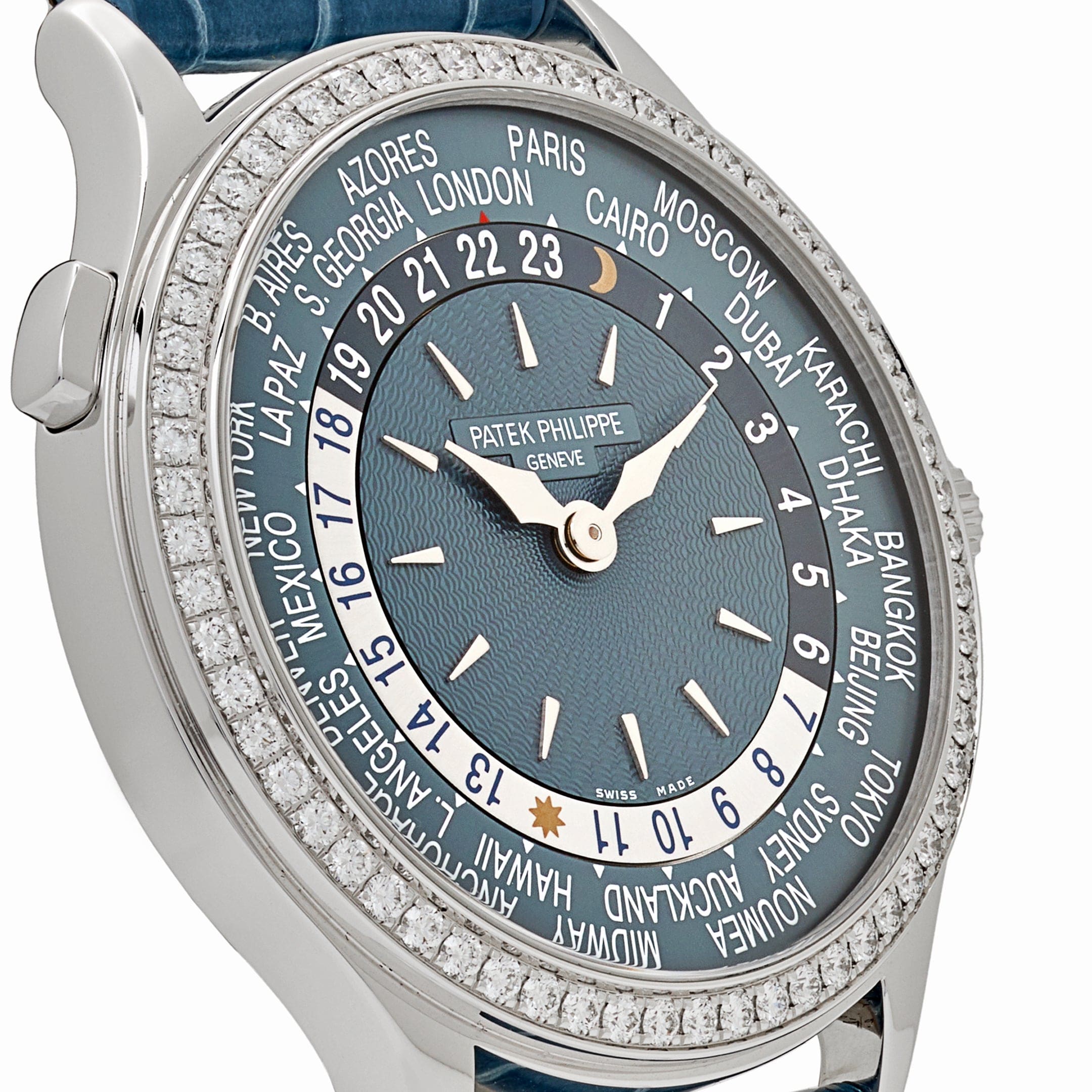 World Time "Beijing" White Gold Diamond Blue Dial 36mm Product Image 3