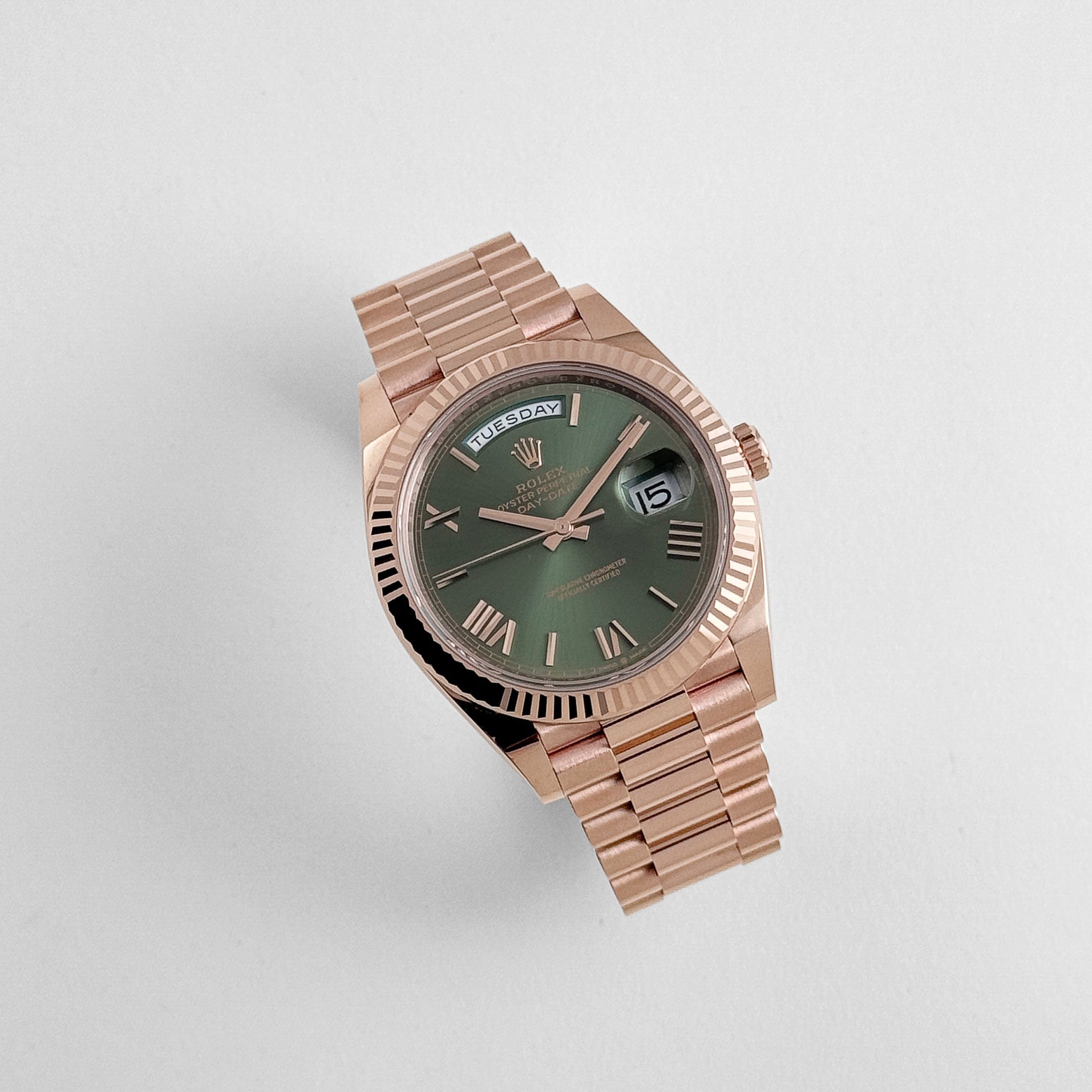 Day-Date Rose Gold Green Olive Dial 40mm Product Image 1