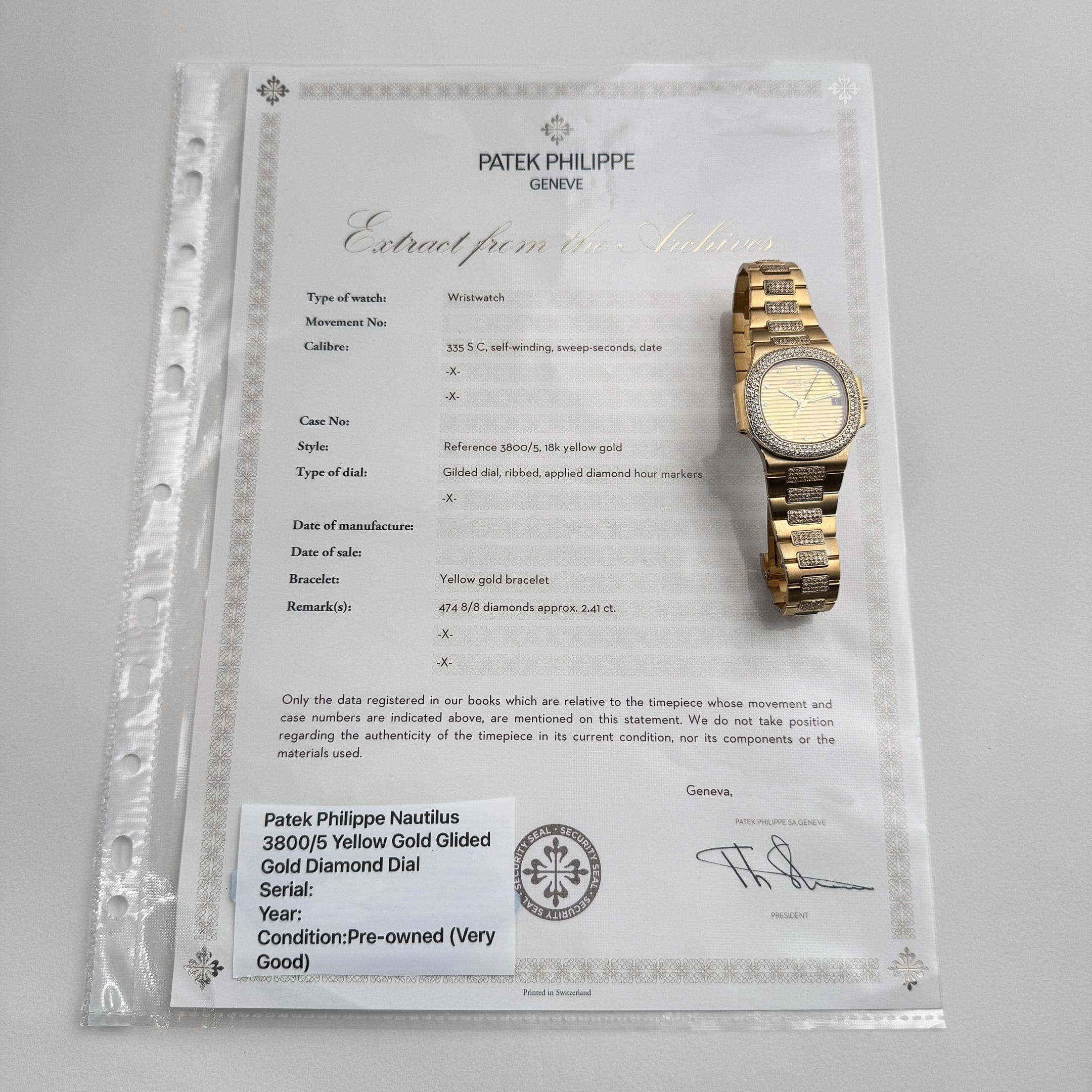 Vintage Nautilus Yellow Gold Diamond Gold Dial 37mm Product Image 9
