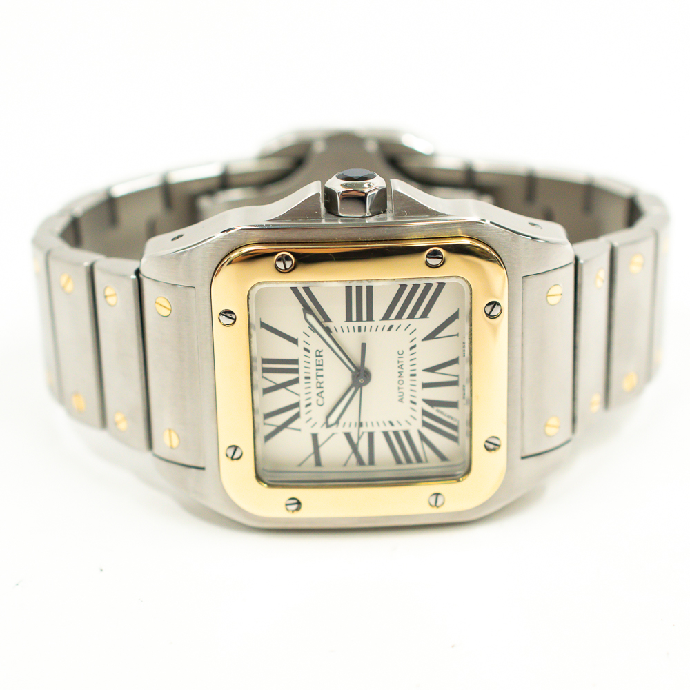 Santos 100 Yellow Gold & Steel Silver Dial 38mm Product Image 2