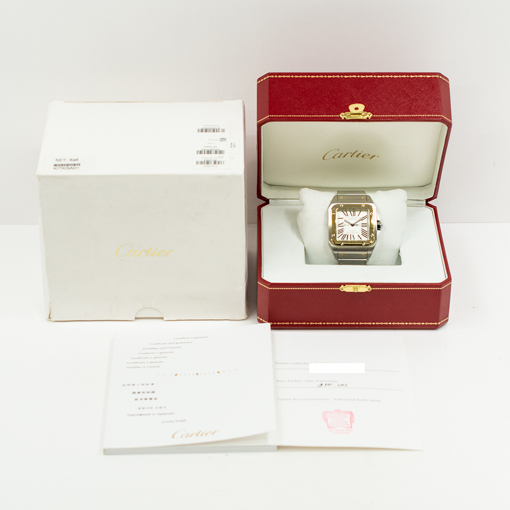 Santos 100 Yellow Gold & Steel Silver Dial 38mm Product Image 9