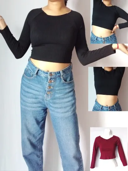 Crop top de manga larga