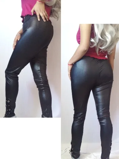 Pantalón de vinipiel con resorte