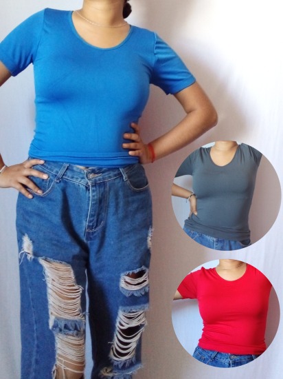 Blusa lisa manga corta