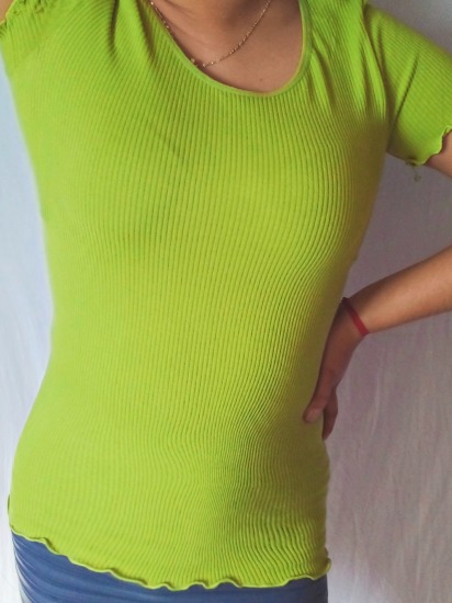 Blusa manga corta con textura vertical