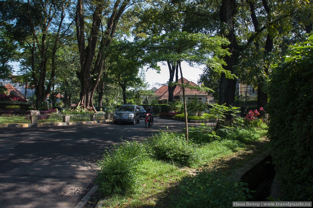 Дороге и крайне зелёные кварталы города