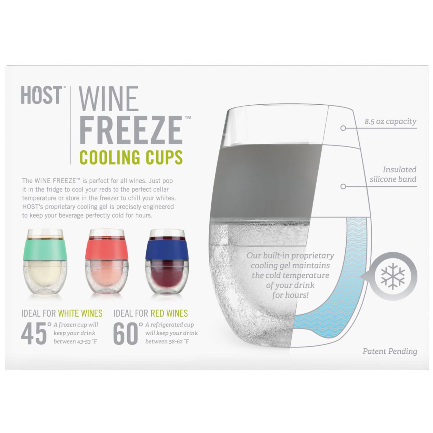 Host Wine Freeze Stemmed Cooling Cups (Set of 4) in Tinted